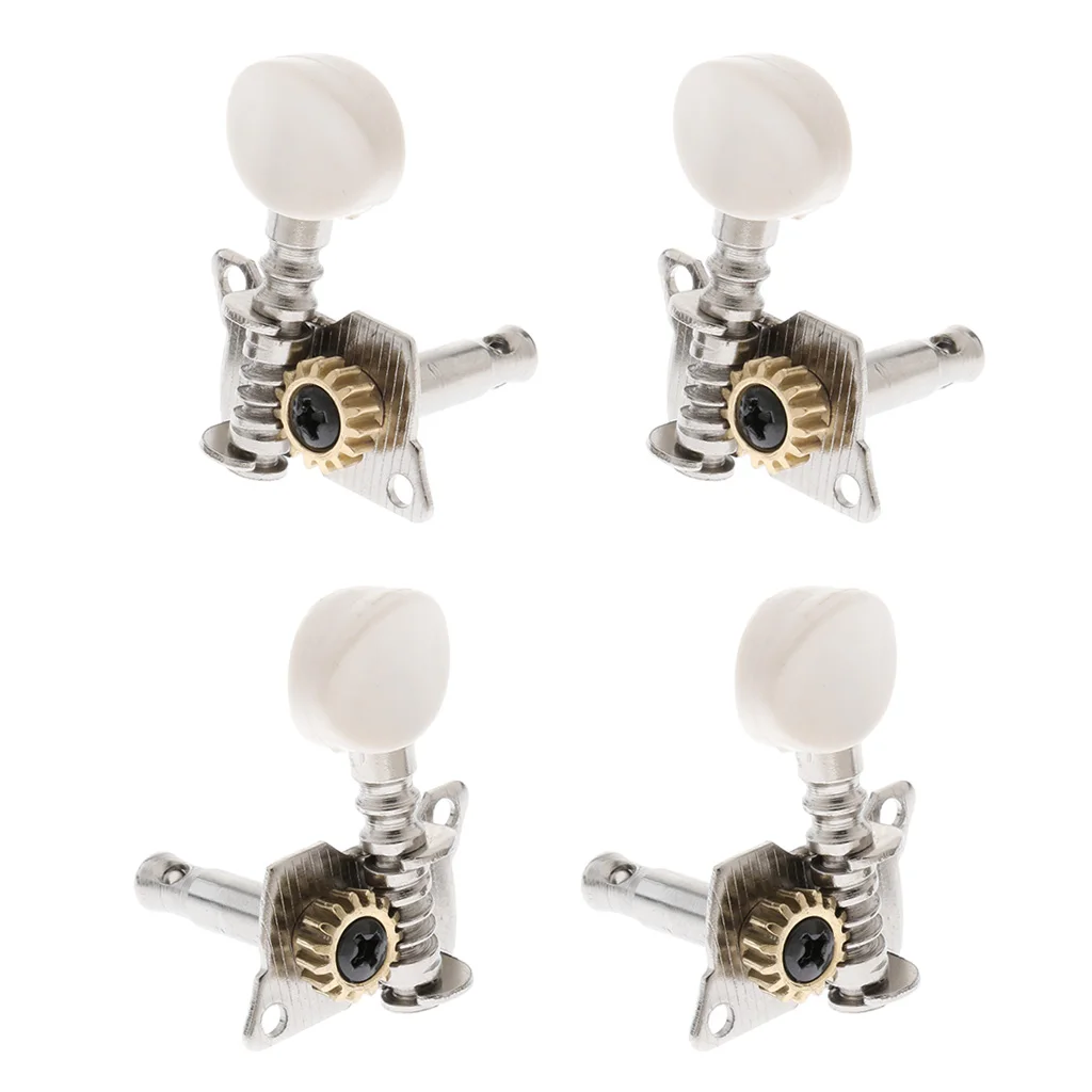 Metal Pack of 4 2L2R Metal Open Ukulele Tuning Pegs 4-string Guitar Machine Heads DIY Guitar Replacement Parts