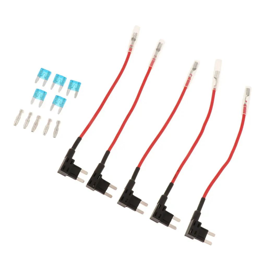 5Pieces Car Add-a-circuit Fuse TAP Adapter Mini ATM APM Blade Fuse Holder