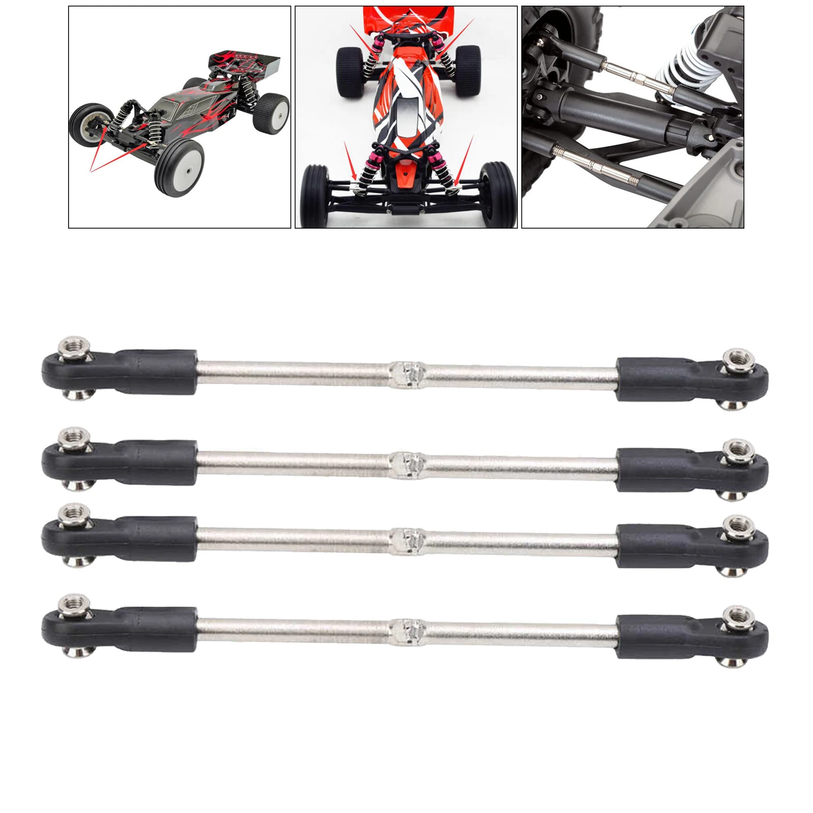 4pcs/set Metal RC Car Steering Pull Rod Servo Link for ZD Hobao 1:8 Car Buggy Model Vehicles Replacement Parts