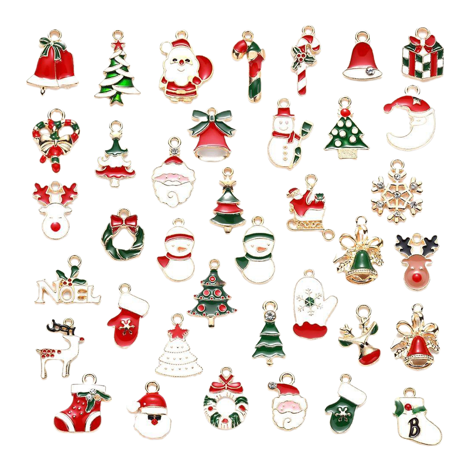 38x Christmas Enamel Pendant Charms for Jewelry Making Decorations Gifts
