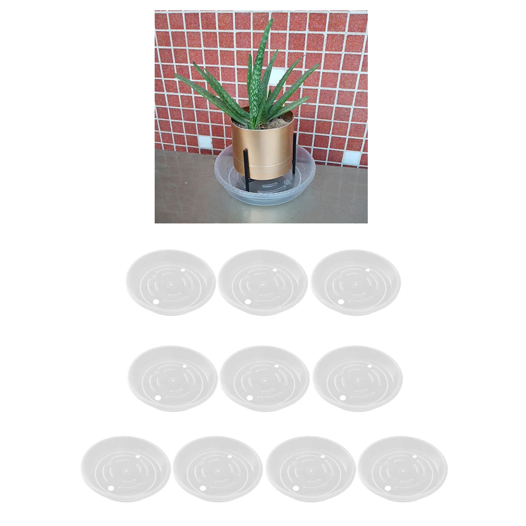 10Pcs Round Clear Plastic Plant Pot Saucer Drip Water Trays Plate Dish 15cm 
