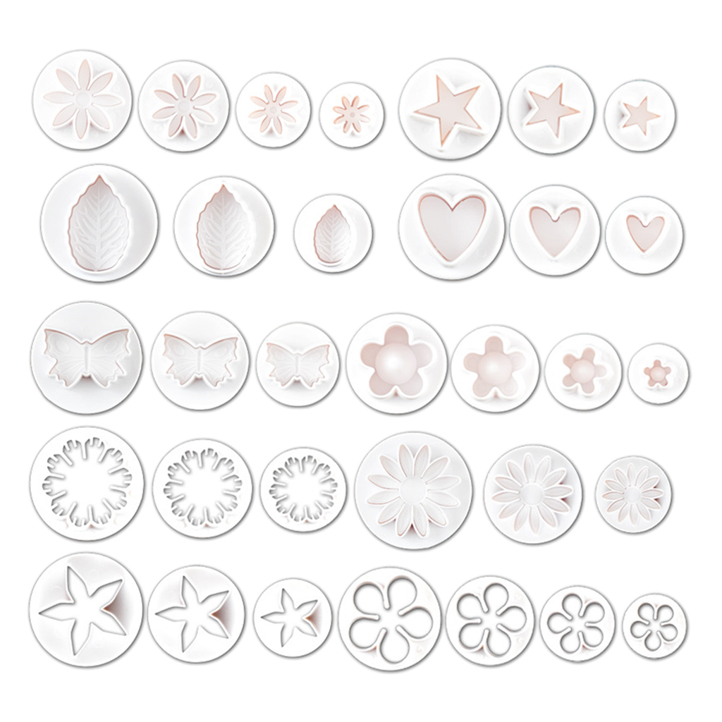 33pcs Fondant Cookie Biscuit Plunger Cutter Flower Heart Shape DIY Tools