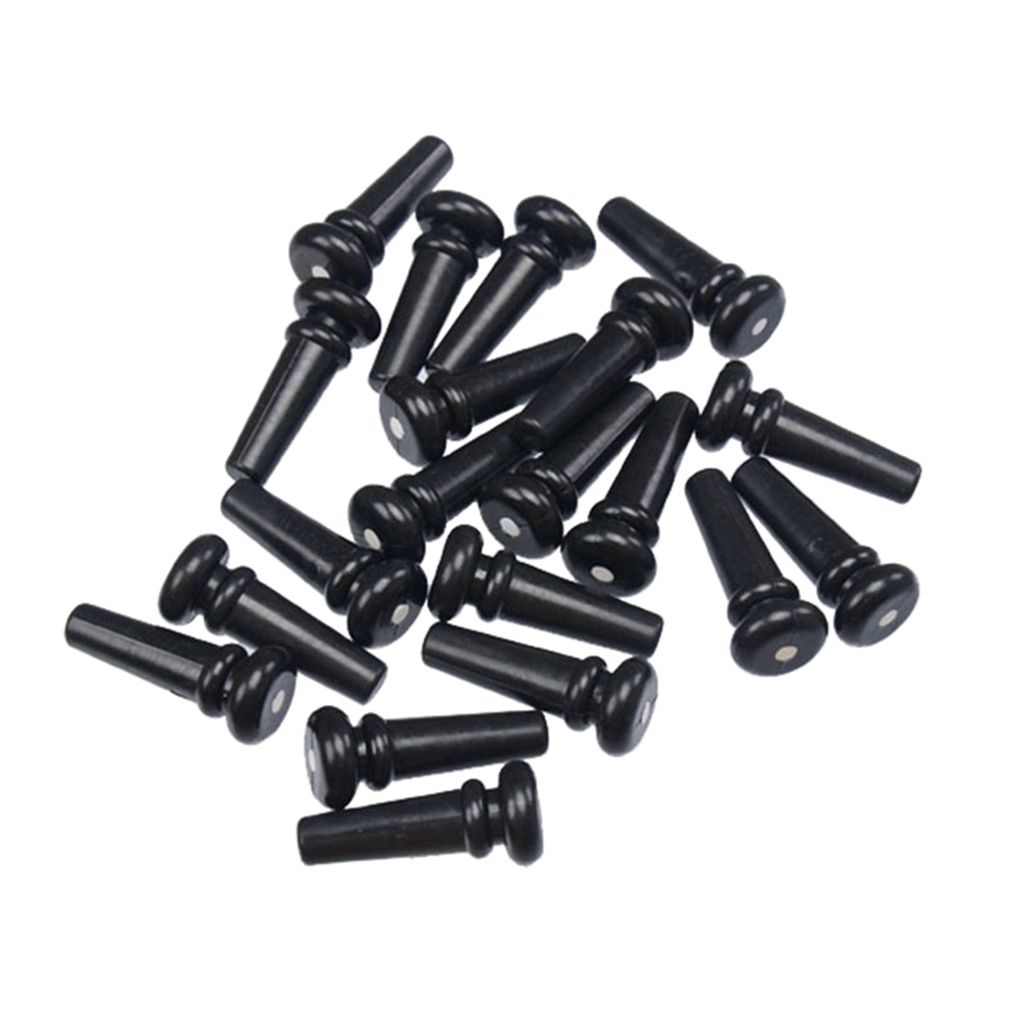 20pcs Acoustic Folk Guitar Plastic Endpins with Dot Inlay Black