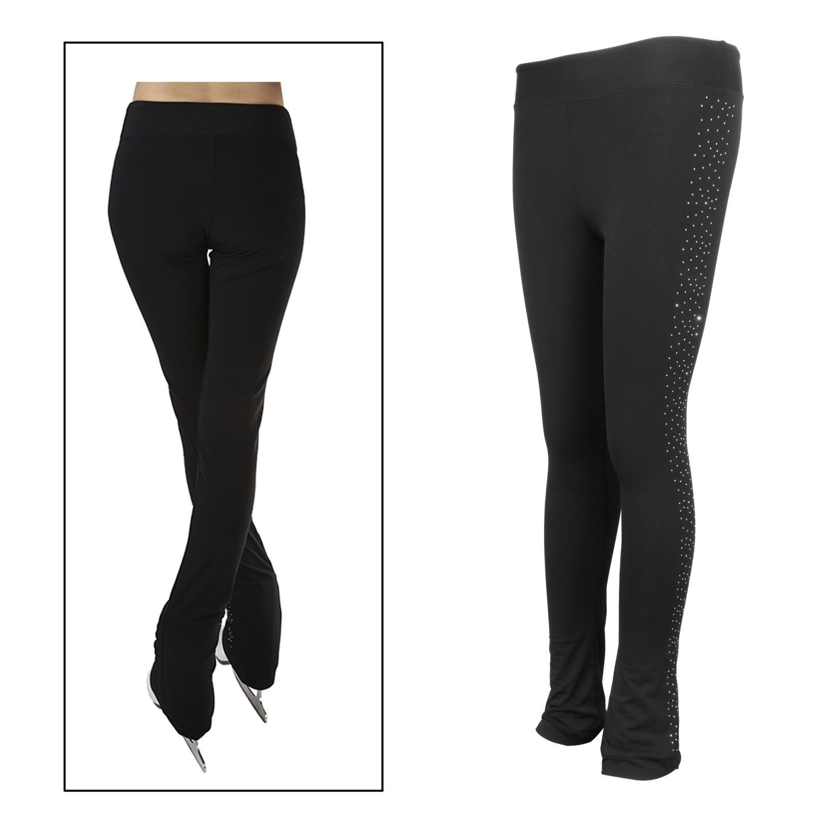Ice Figure Skating Costume Gymnastics Trousers Adult Child Competition Performance Pants Left Leg Rhinestone