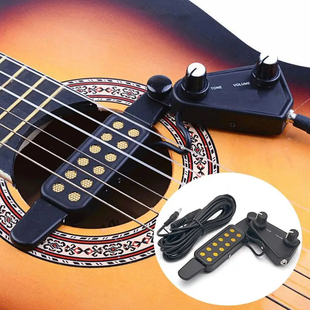 SUPVOX Sound Hole Pickup with Tone Volume Controller Knobs for 4 String Electric Cigar Box Guitar Pickup Humbucker 