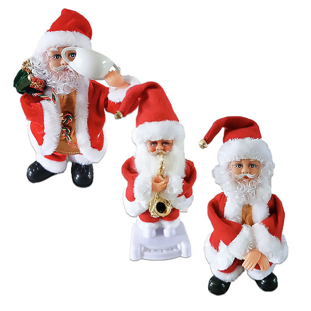 Electric Christmas Santa Claus Toy Shake Swing Twist Dancing Singing Doll Toys Car Dashboard Home Table Top Ornament Kids Gift