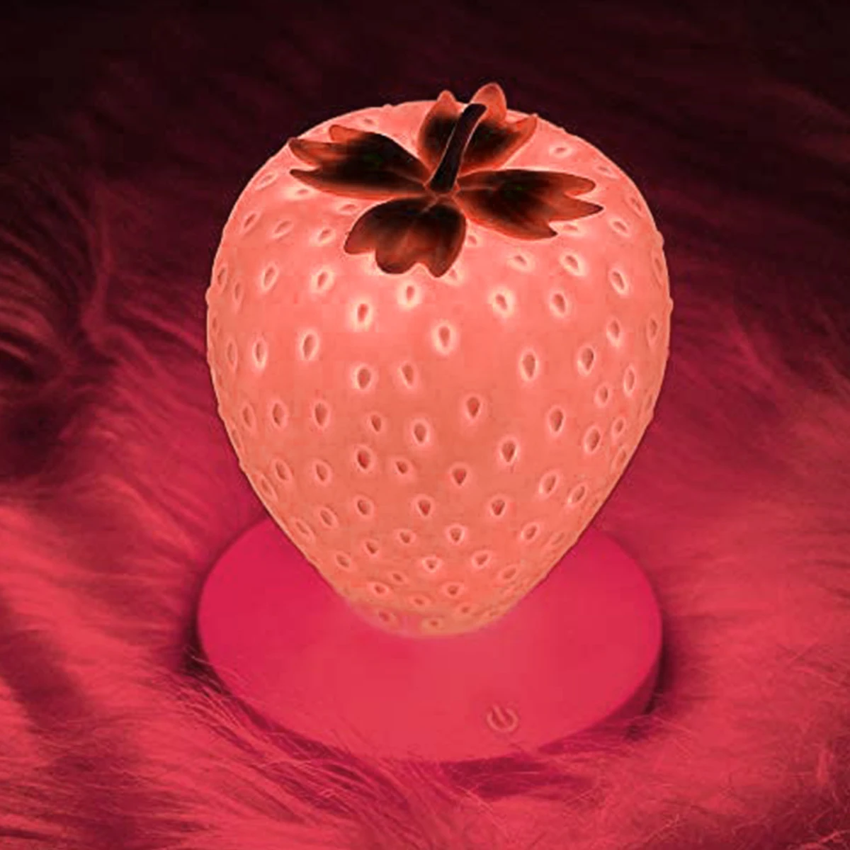 Cute Pink Strawberry Lamp LED Atmosphere Bedside Night Light USB Rechargeable 