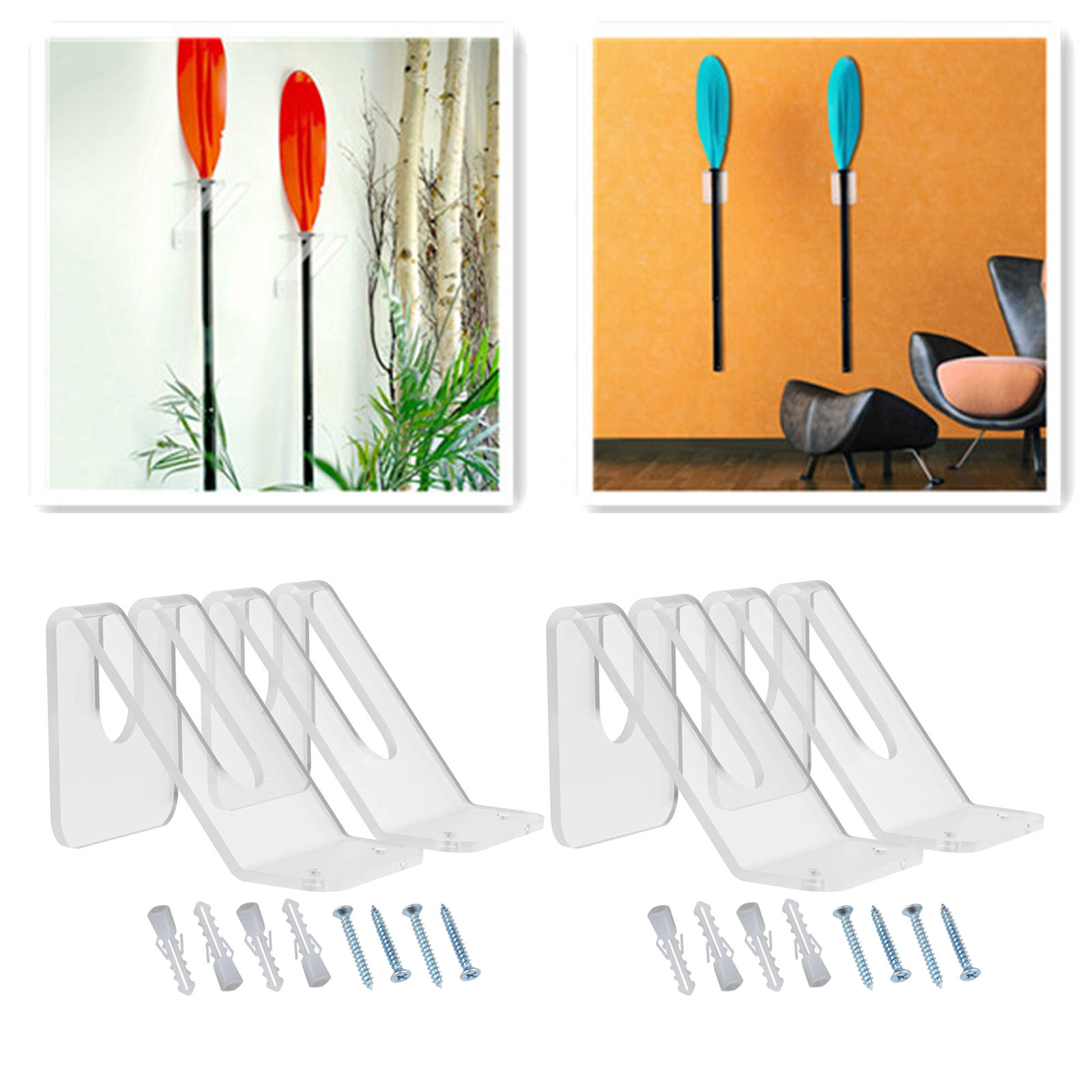 Kayak Paddles Oar Hangers Accessories Wall Racks 2Pcs Plastic Stand Up Wall