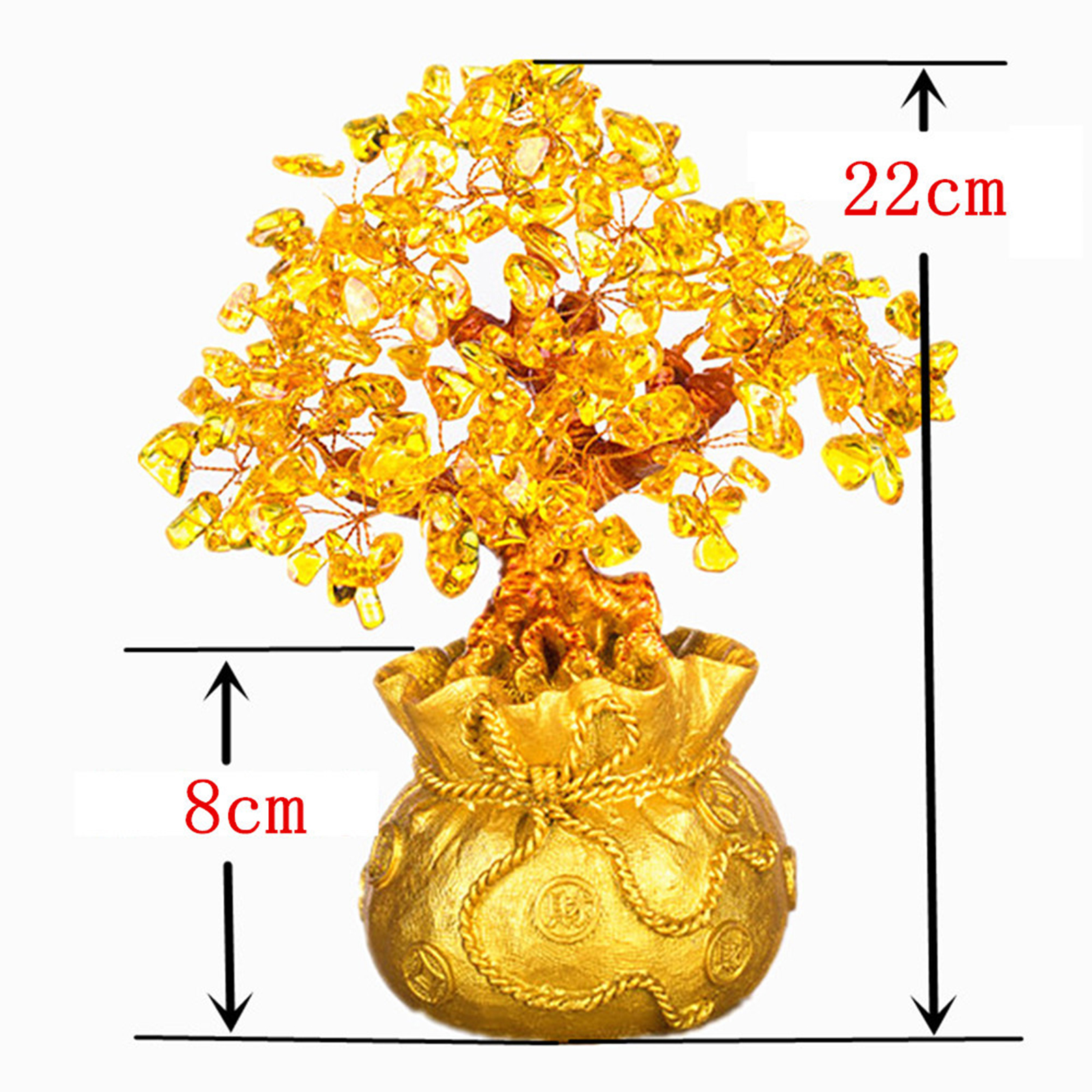 Crystal Money Tree Bonsai Wealth & Good Luck Feng Shui Lucky Tree Plant Home Office Tabletop Bedroom Living Room Decor Art Craft