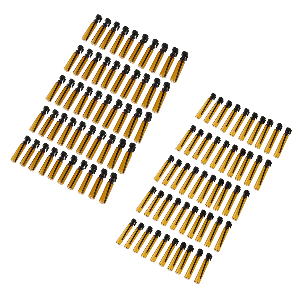 100Pcs 1/2ML Amber Empty Bottle Glass  Botlles Fragrance Vials Containers