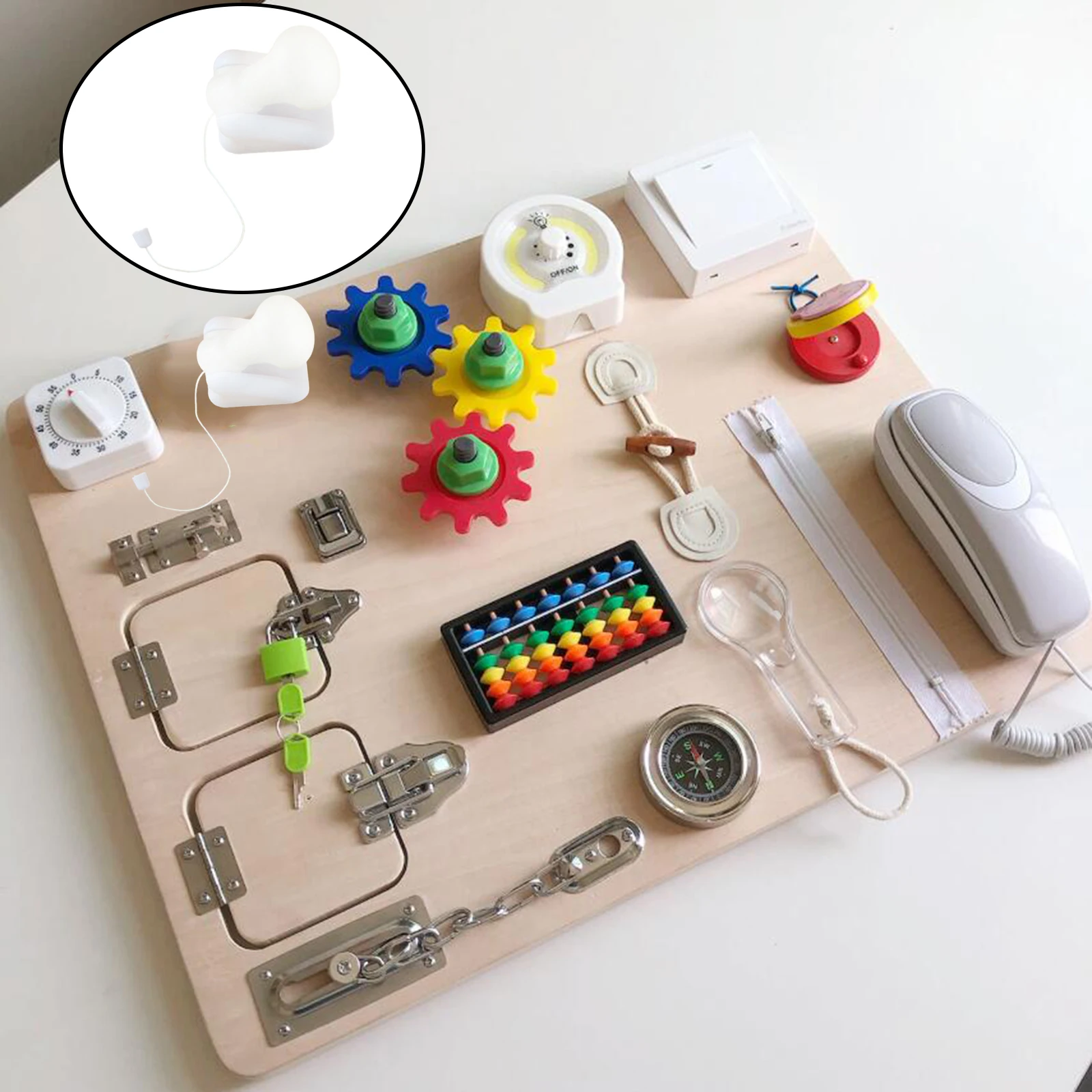 Child Busy Board DIY Accessories Bedside Lamp Sensory Montessori Toy Indoor Play Game for Kids 3+