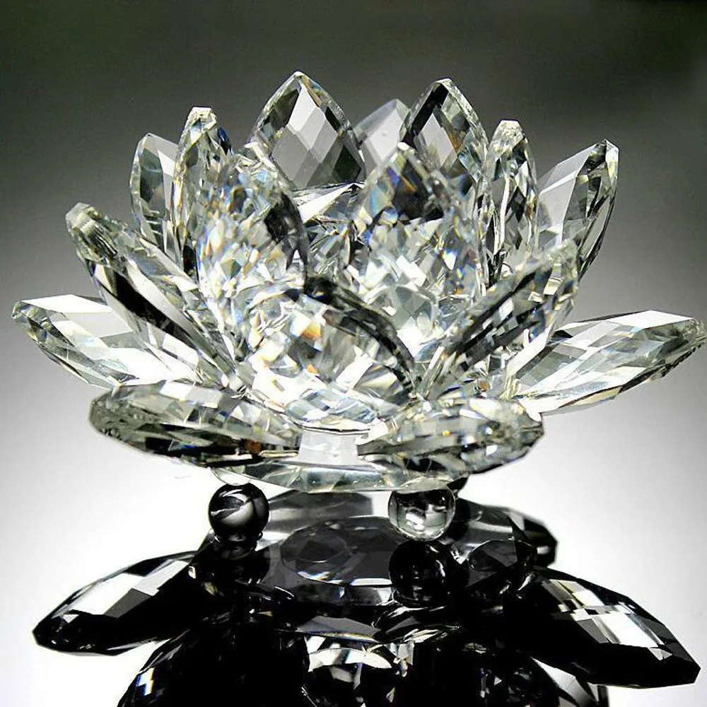2.6" High Quality Colorful Crystal Lotus Flower Home Decer Wedding Supplies 