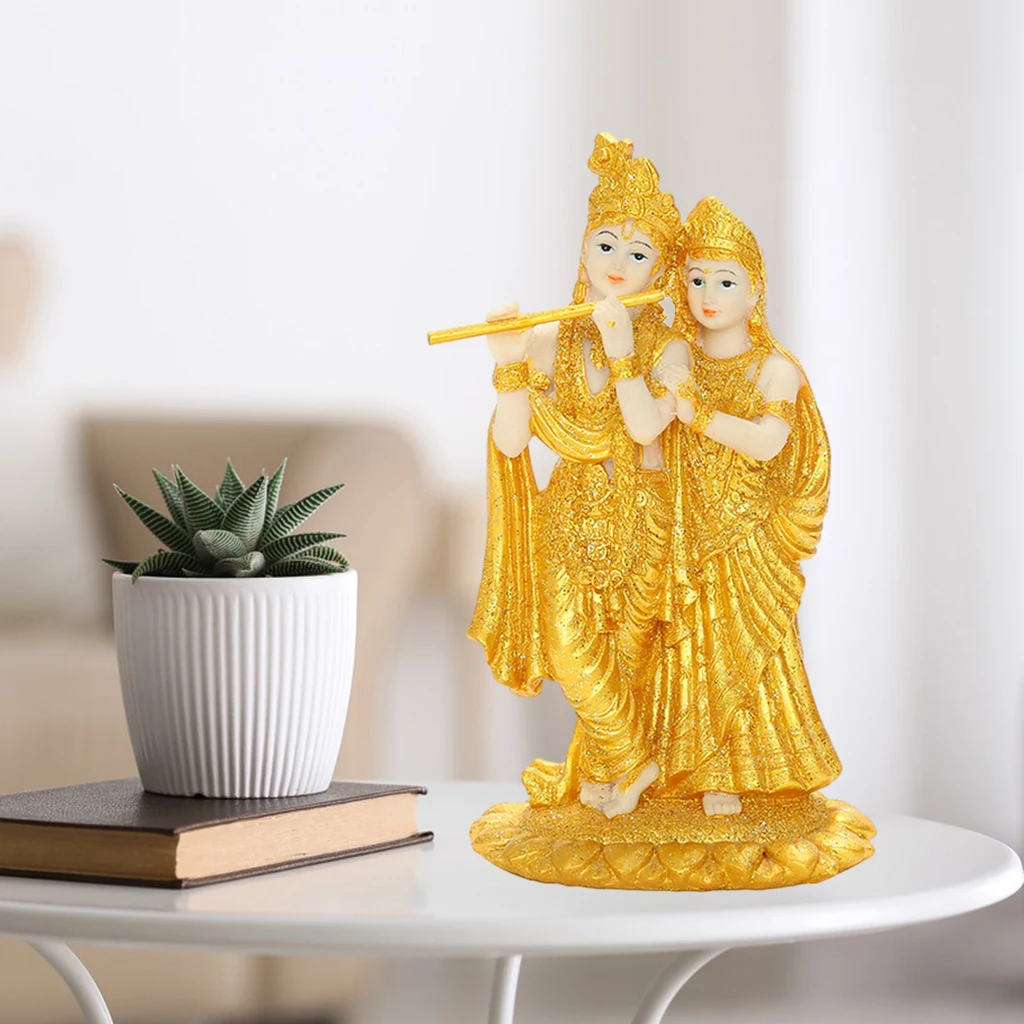Radha and Krishna Indian Buddha Statue Resin Hindu Idol Home Ornaments