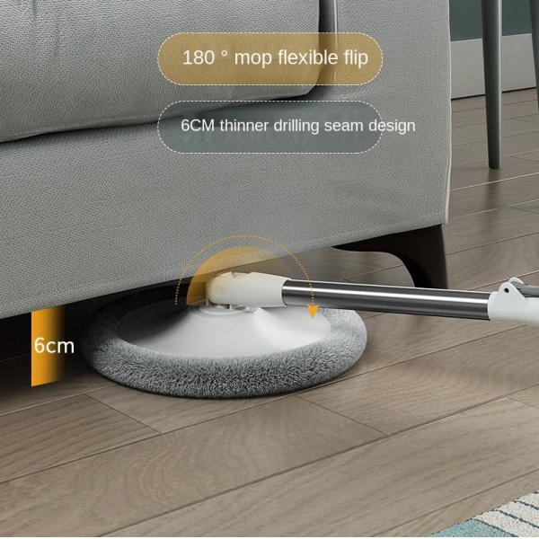 Microfiber Mop With Round Bucket Adjustable Handle Household Sweeper Tile Cleaner Carton Flow System 360 Cleaning Tools