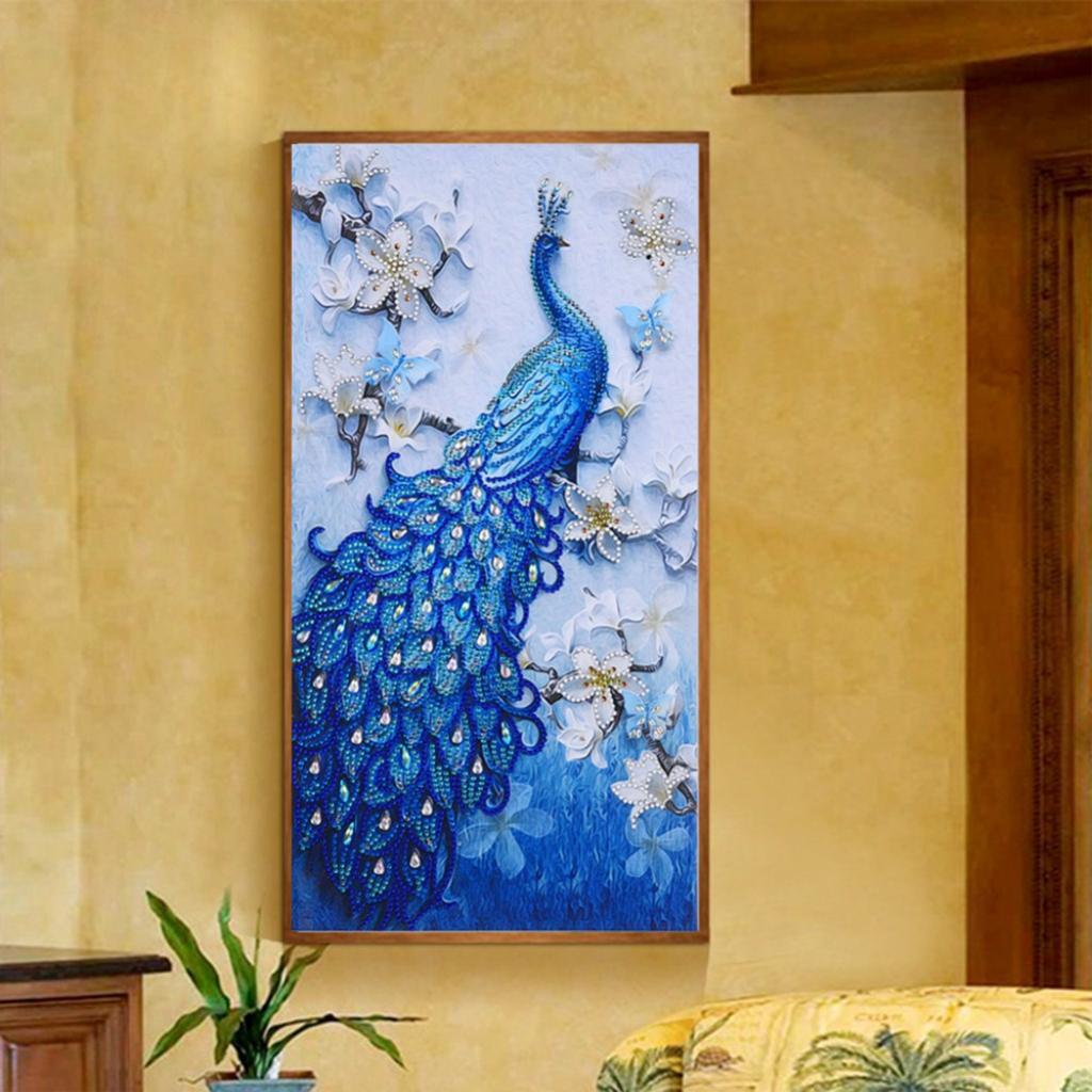 Peacock Shaped Diamond Painting for Kids Beginners Embroidery Cross Stitch Home Decor 30 x 50cm,