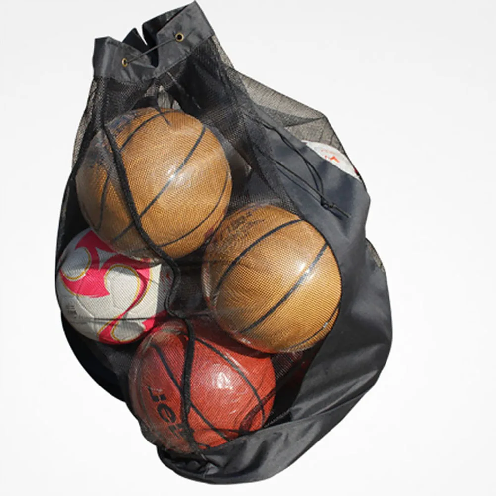 1pc Black Oxford Cloth Drawstring Football Volleyball Storage Bag Portable Outdoor Sports Basketball Soccer Carrying BagsPractical and practical 