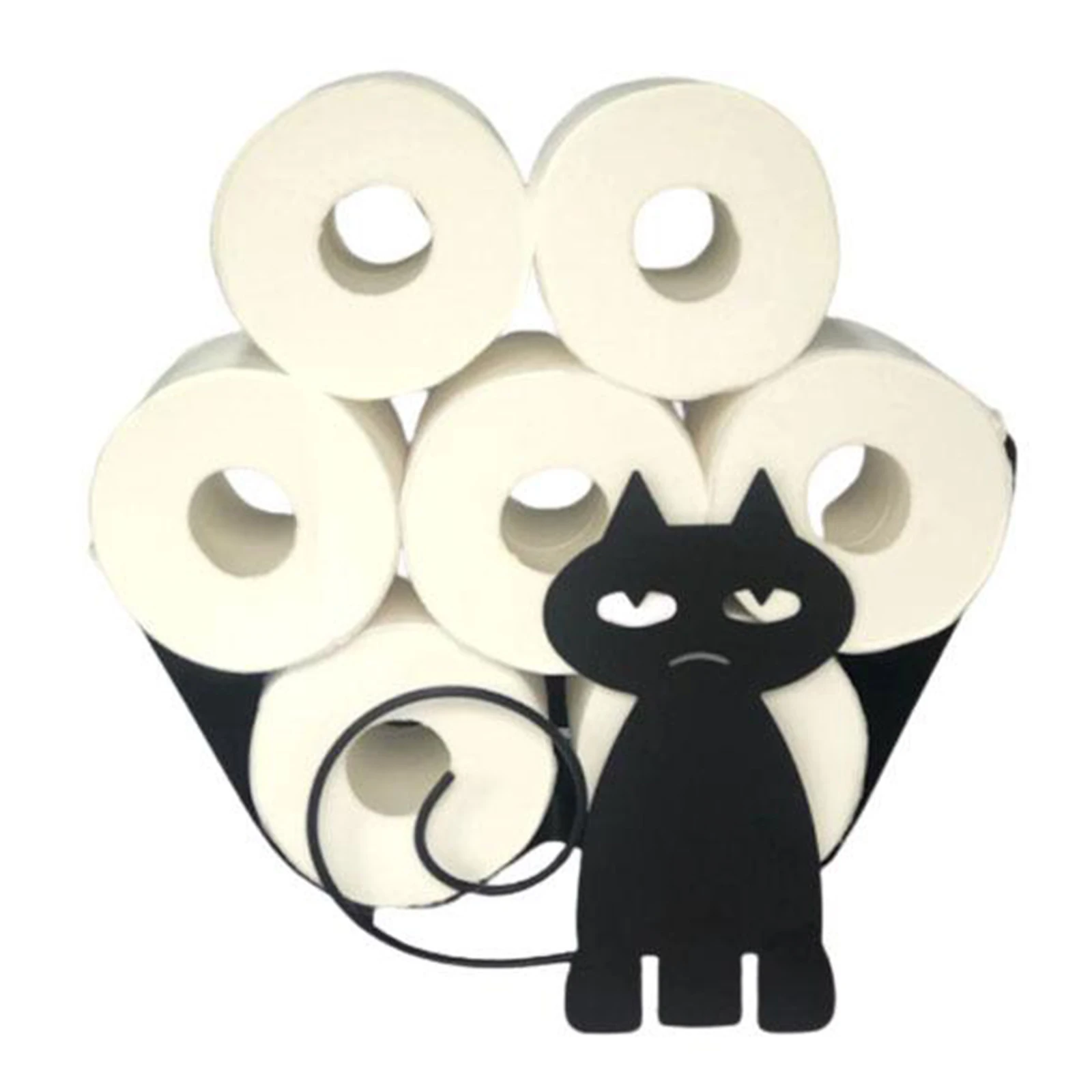 Home Iron Roll Paper Towel Holder Black Cat Crafts Bathroom Rack Ornaments Toilet Roll Holder Kitchen Bathroom Storage