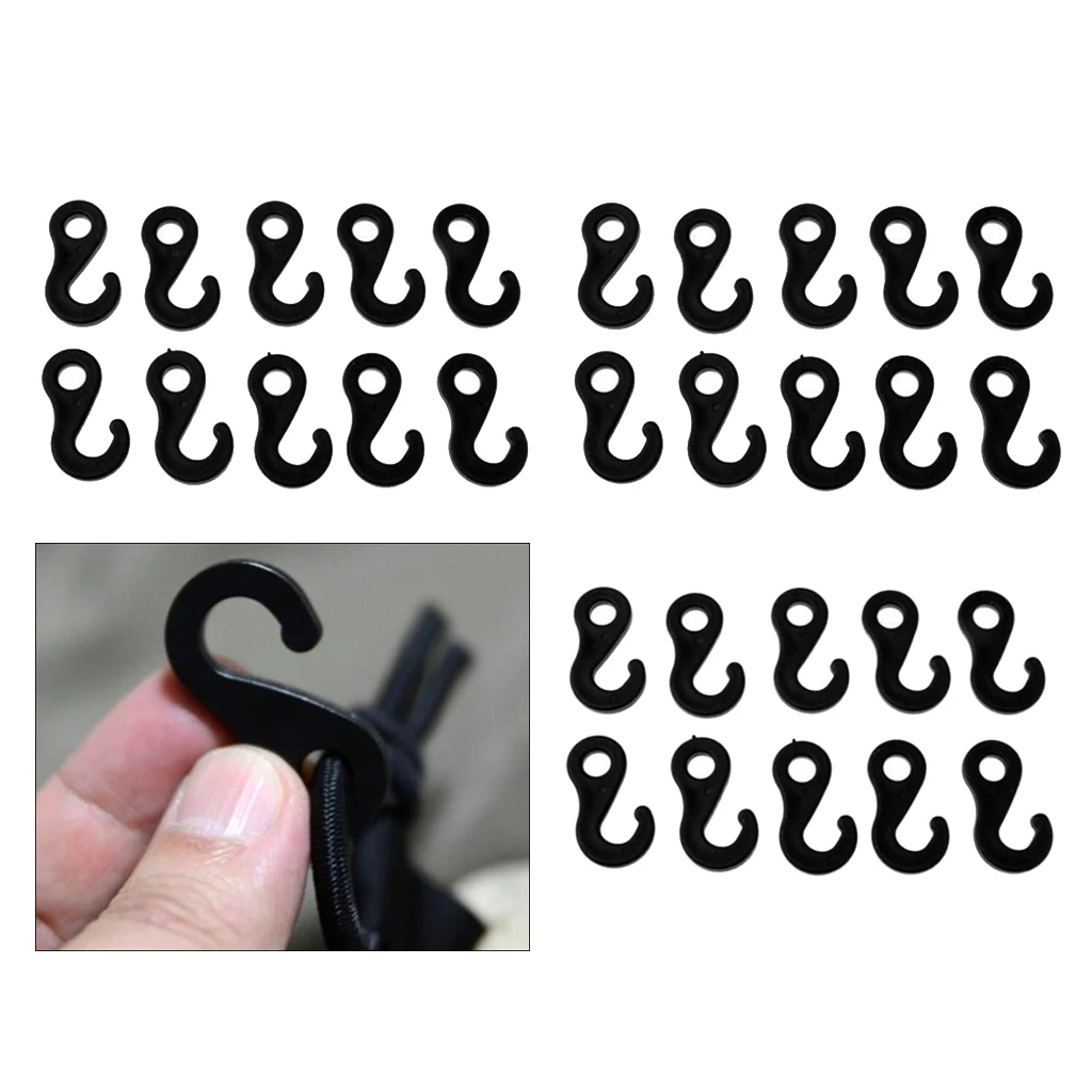 30 Pieces Plastic Hook for Fasten Camping Tent Bungee Cord Rope End Hanging