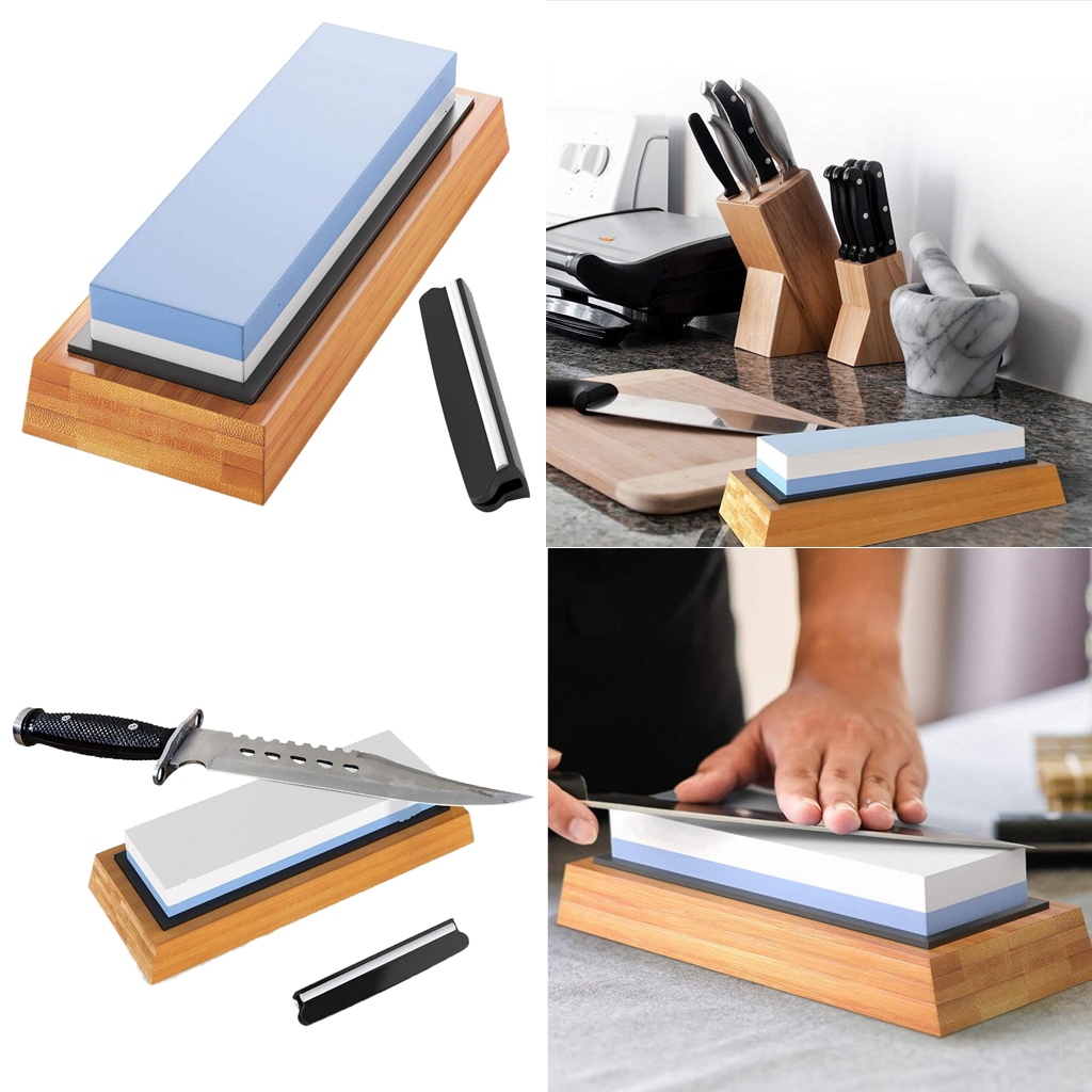 1000/6000 Grit Whetstone Waterstone Sharpener Kit  Sharpenning For Chef