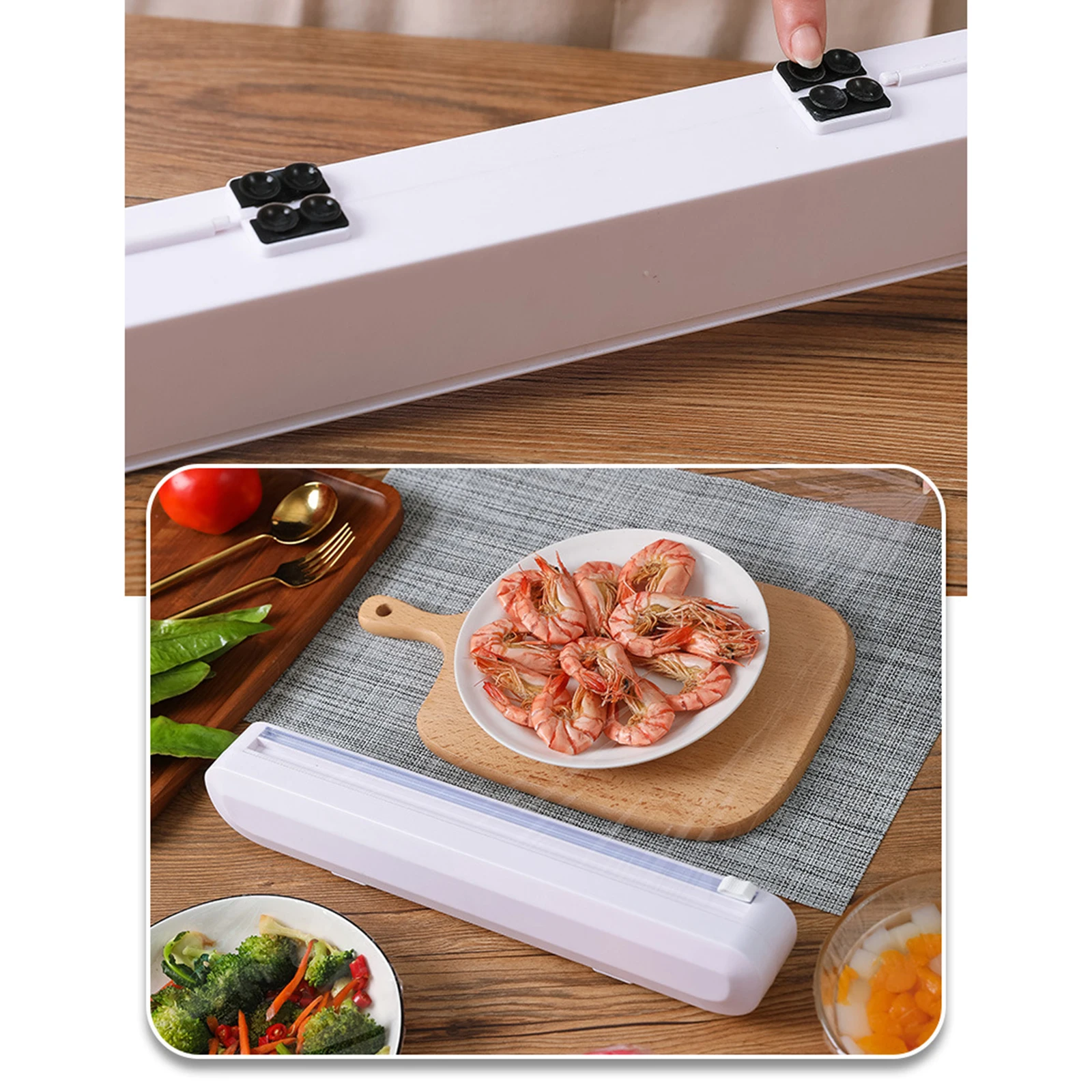 Food Wrap Dispenser Foil Cling Film Cutter Storage Holder Box for Kitchen