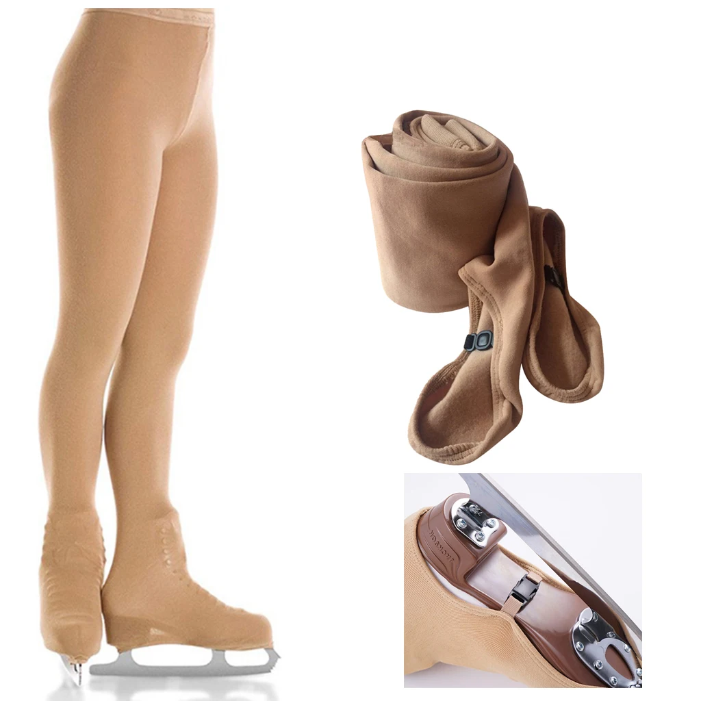 Thermal Over The Boot Tights Caramel Buckles Leggings for Ice Figure Skating