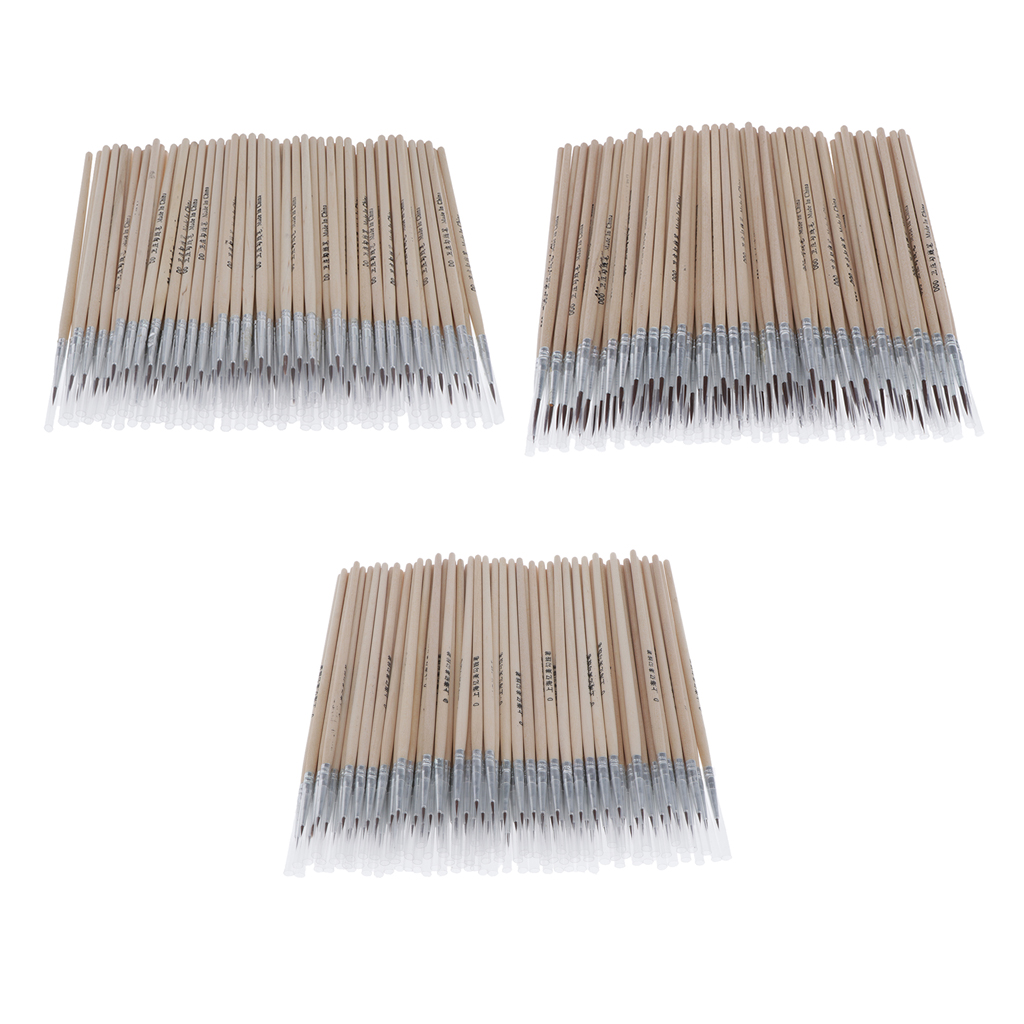 100x Wood Nylon Pointed Tips Brush Painting Coloring Pen For Oil Acrylic Art