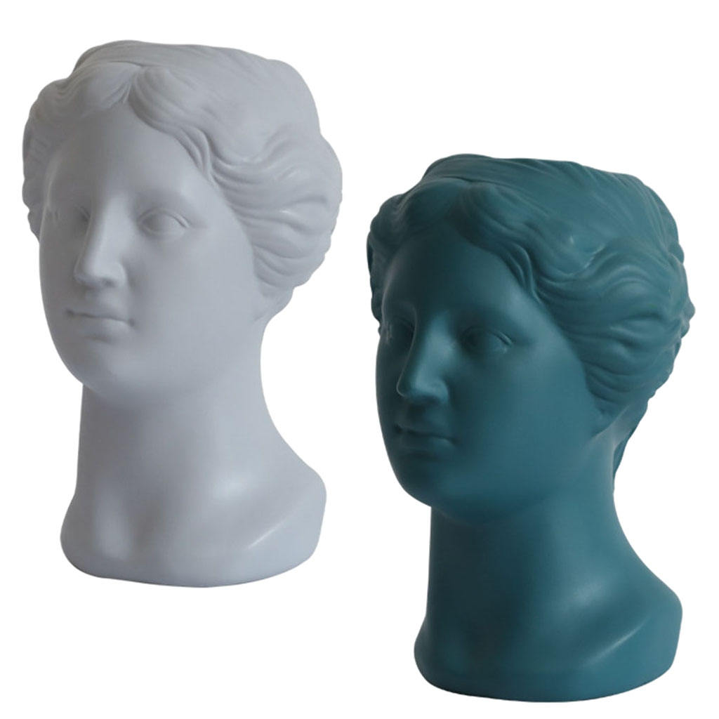 Resin Portrait Face Flowerpot Plant Planter Modern Statue Artistic Vase Succulent Window Sill Box Holder for Home Office