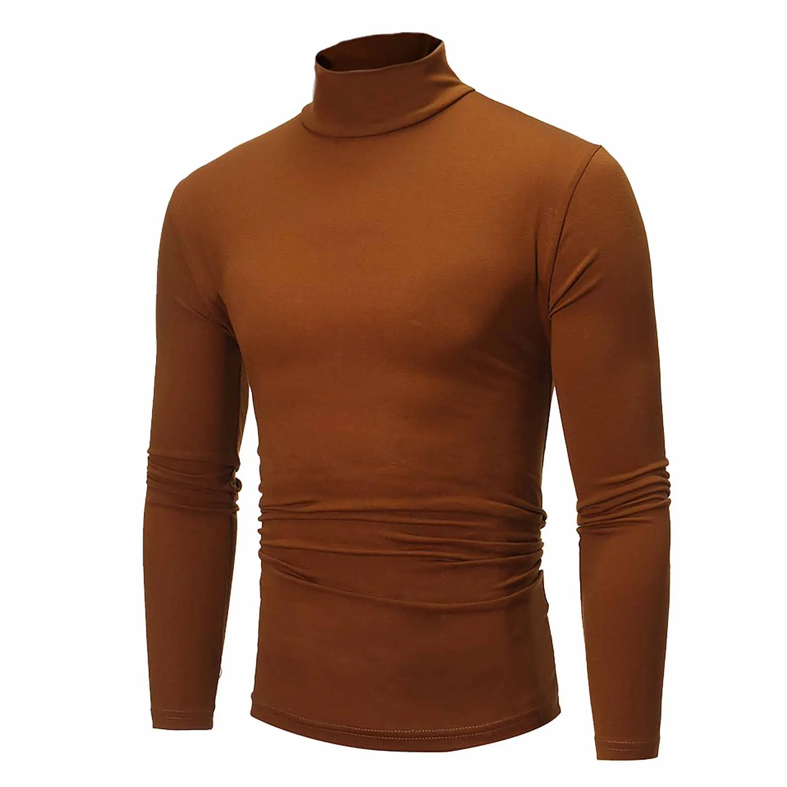 formal sweater for men Fashion Men's Casual Slim Fit Basic Turtleneck Knitted Sweater High Collar Pullover Male Double Collar Autumn Winter Tops brown sweater men