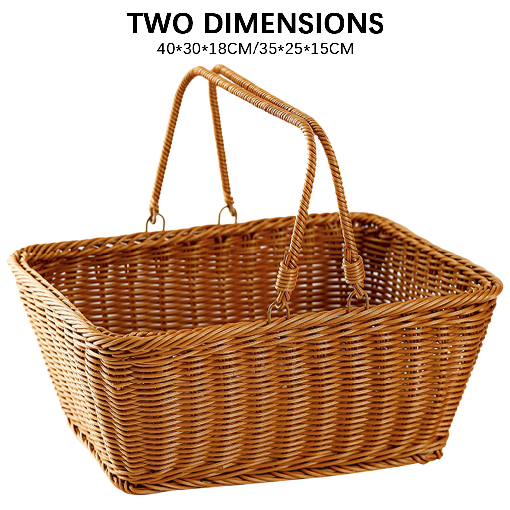 Picnic Basket Handmade Shopping Basket Sundry Organizer with Double Handles for Wedding Gifts