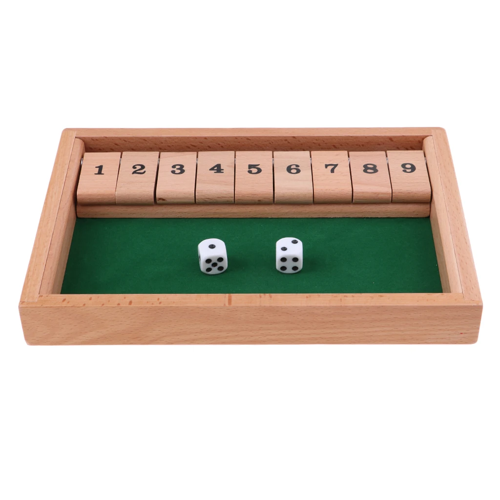 Wooden   Shut   The   Box   Board   Game   with   2   Dice   And   Number   Game