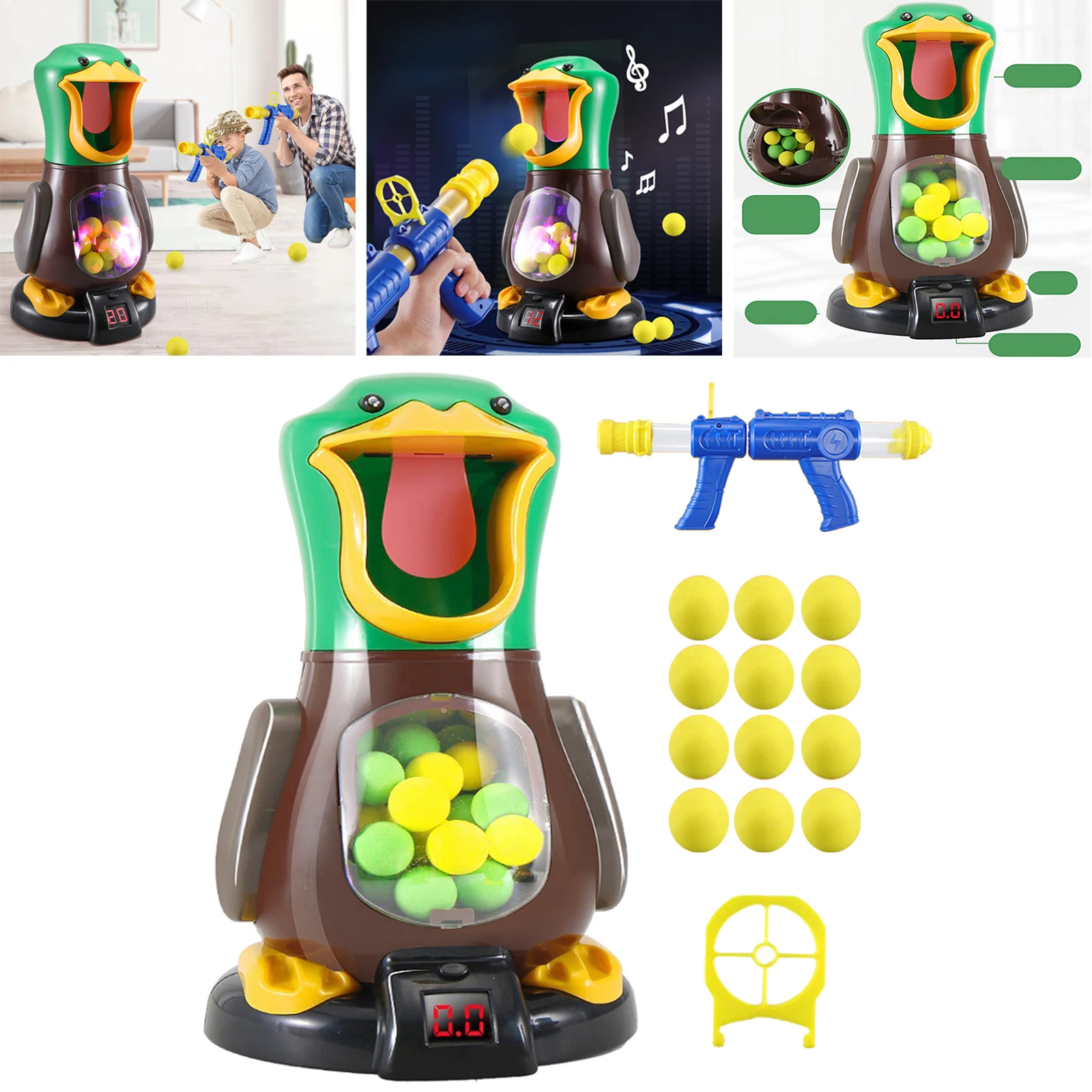 Duck Shooting Toy for Kids Shooting Game with Air Pump Guns Soft Foam Balls