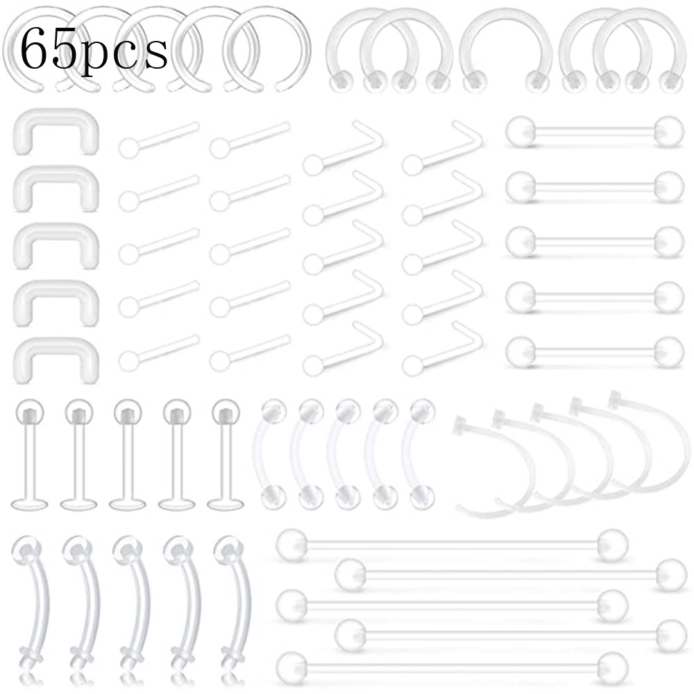 Lot De 12 Retainers Transparents Pour Piercing - Nez, Langue, Nombril, Septum | Placeholder Discret En Acrylique Pour IRM, Chirurgie