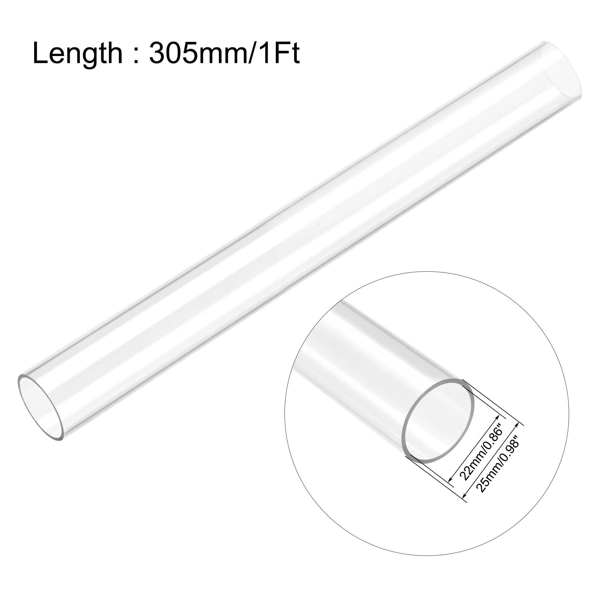 1.18'' OD x 1Ft Length Plastic Tube 1.26'' ID x 32mm uxcell Rigid Round Clear Tubing 30mm 