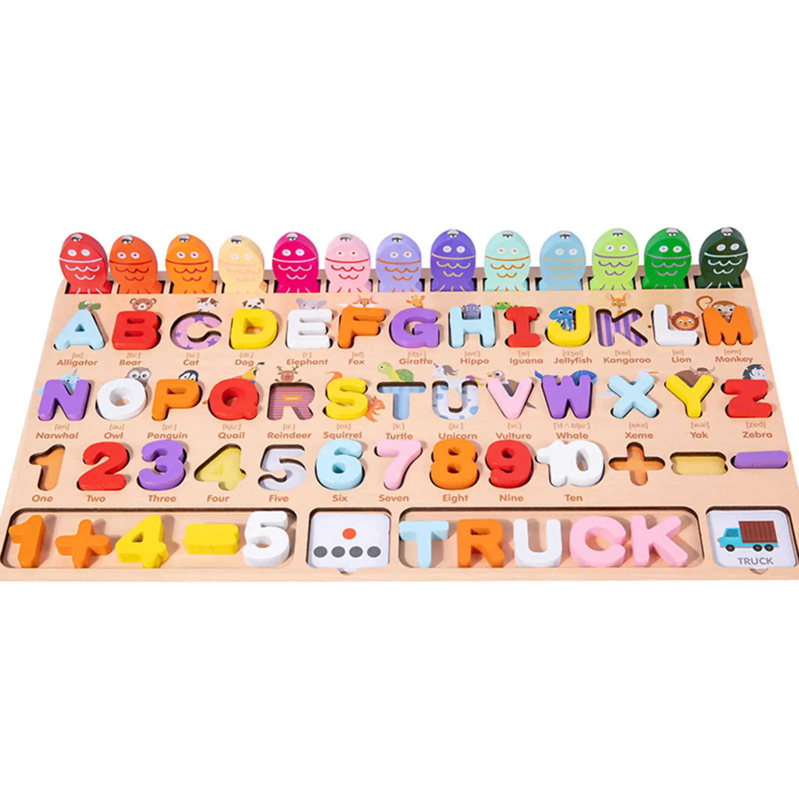 Wooden ABC Letter Number Fishing Game Montessori Toy for Toddlers Preschools