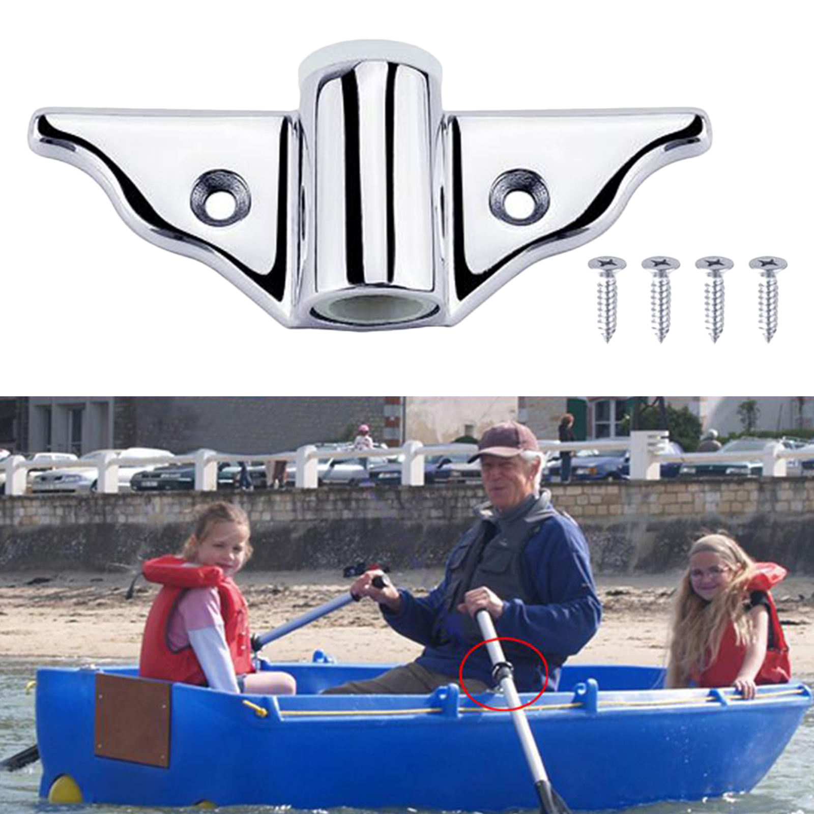 Silver Stainless Steel Side Mount Support Bracket Oar Sockets Replacement Corrosion Resistant