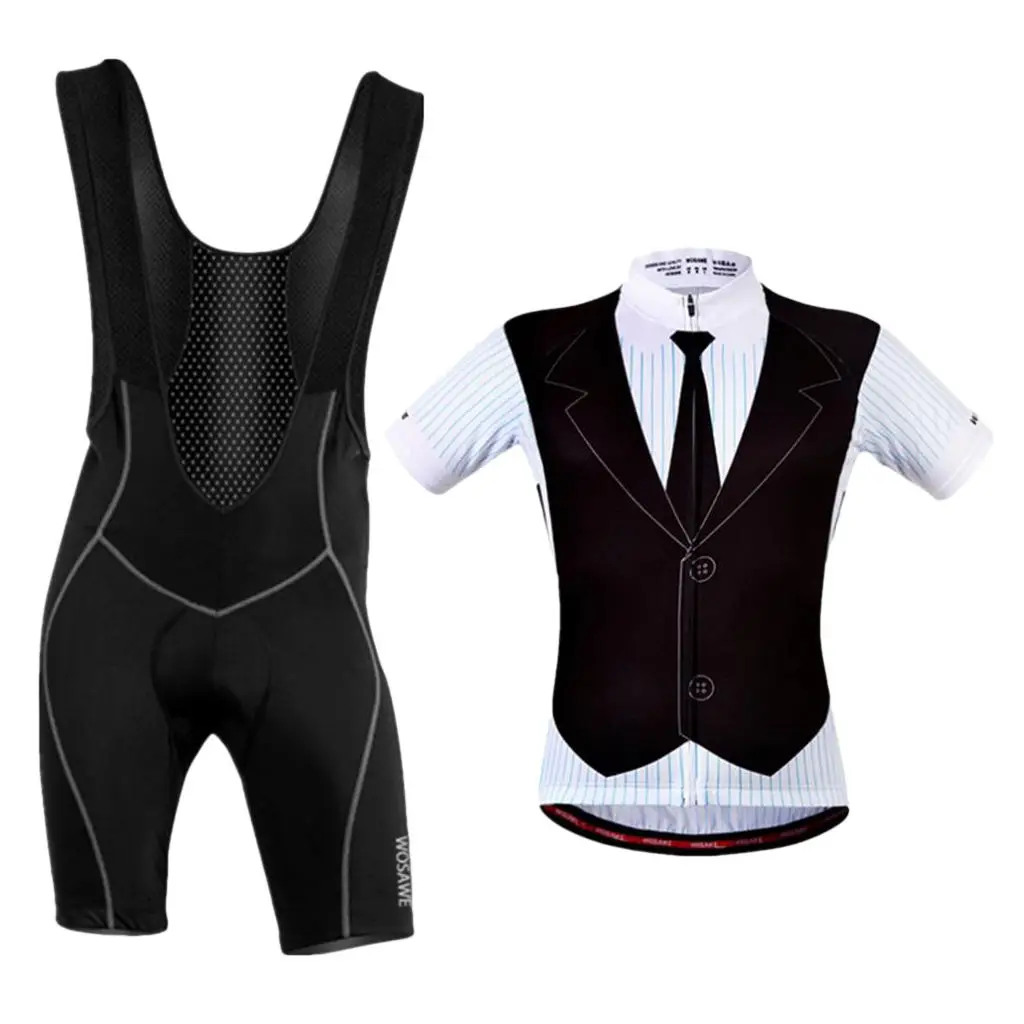 Casual Men`s Cycling Clothing Set Sportswear Suit Outdoor Jersey +Bib Shorts