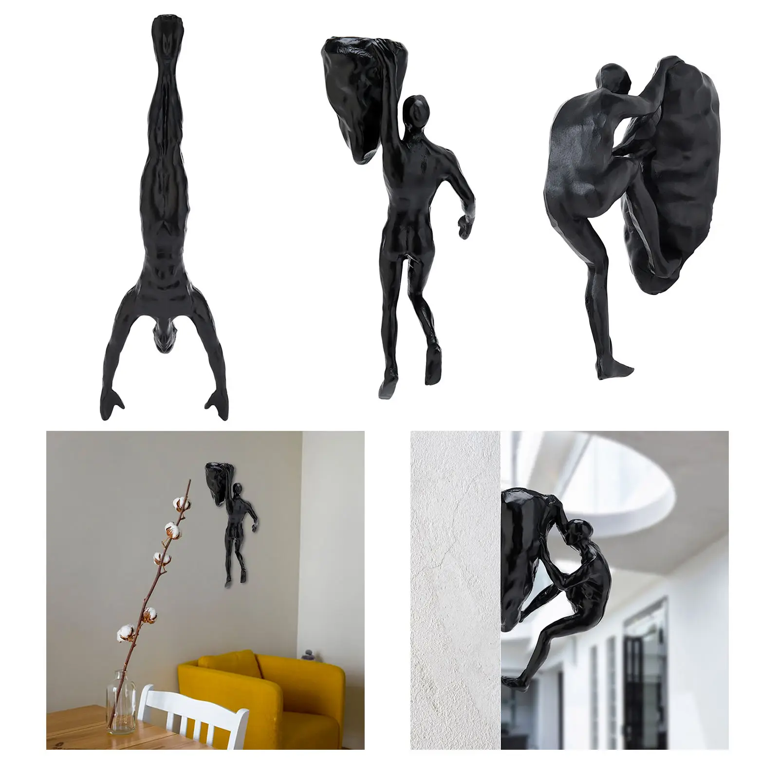 Nordic Retro Resin Climbing Man Wall Sculptures Creative Hand-finished Sculpture Bar/Home/Office Art Decor Figurine