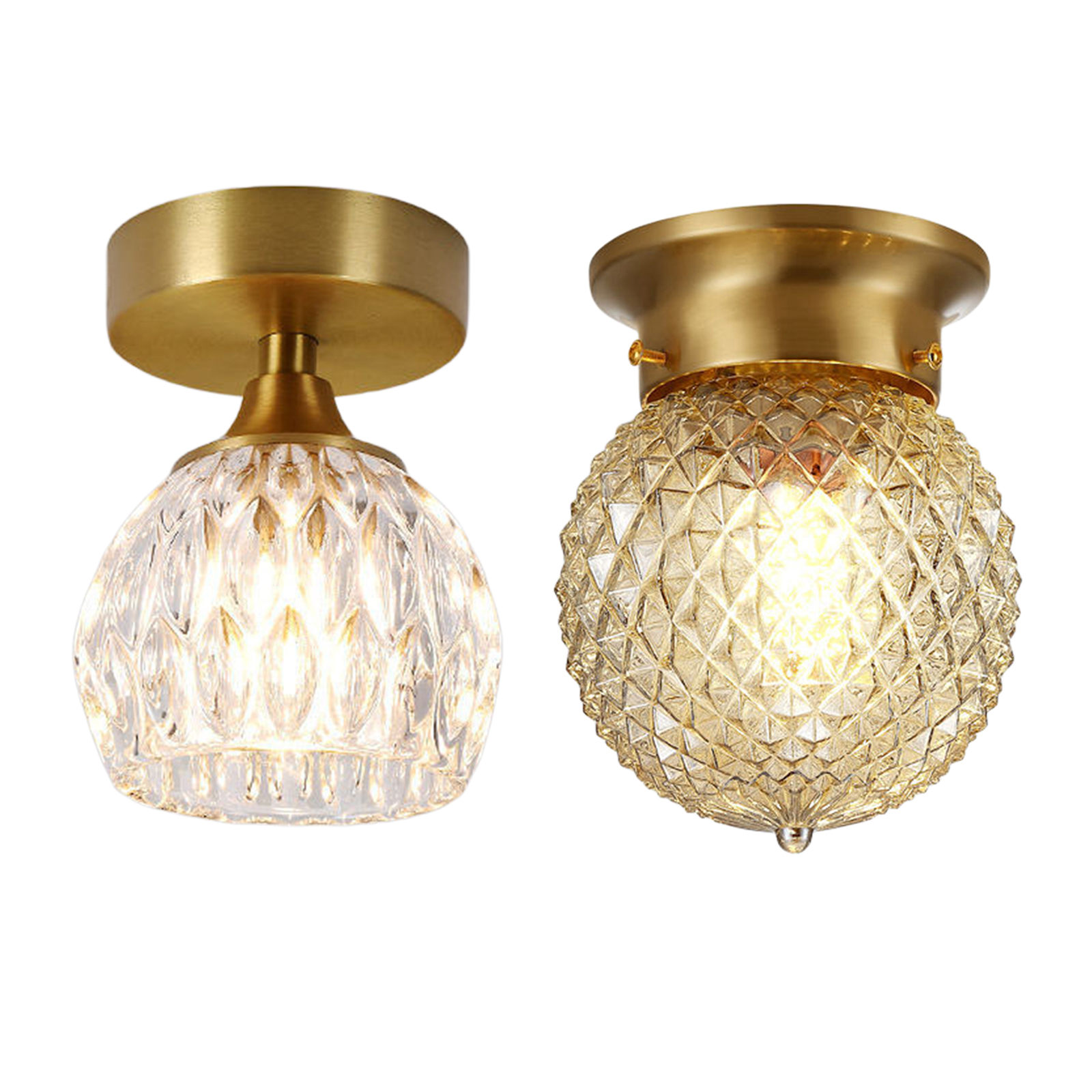 Semi Flush Mount Ceiling Light Fixture with Clear Glass Lamp Shade for Bedroom Hallway Dining Room Bathroom Corridor Passway