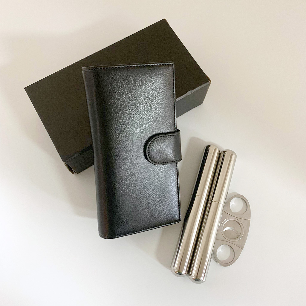 1pc Cigar Case Holder Genuine Leather Cigar Bag Pouch Travel Cigar Set