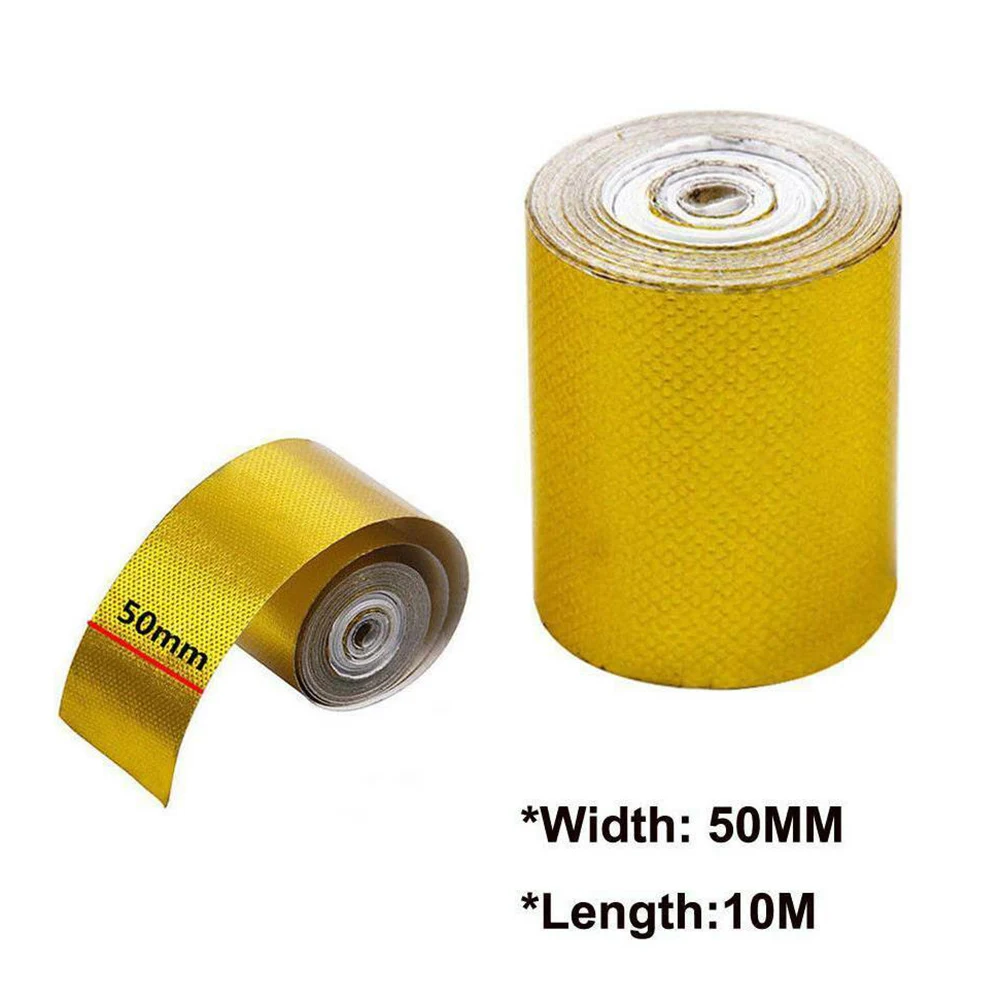 Rollo de Oro 10Mx5CM Adhesivo Reflectante Wrap cinta de alta temperatura escudo térmico 