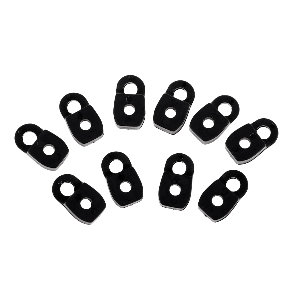 10 Pieces Round Double Hole Rope Buckle Black for Kayak Inflatable Boat