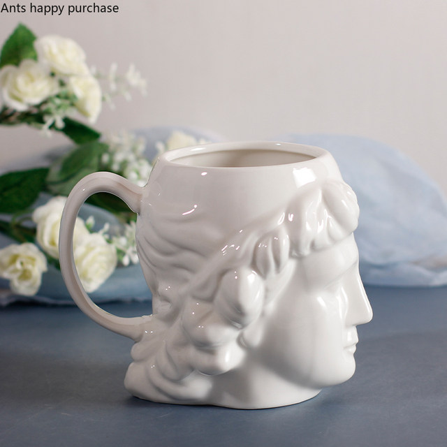 White Ceramic Cup Apollo Statue Sculpture Coffee Cup with Handle Coffee Mug  Drinkware Water Cups Ornaments Decor Storage Tank - AliExpress