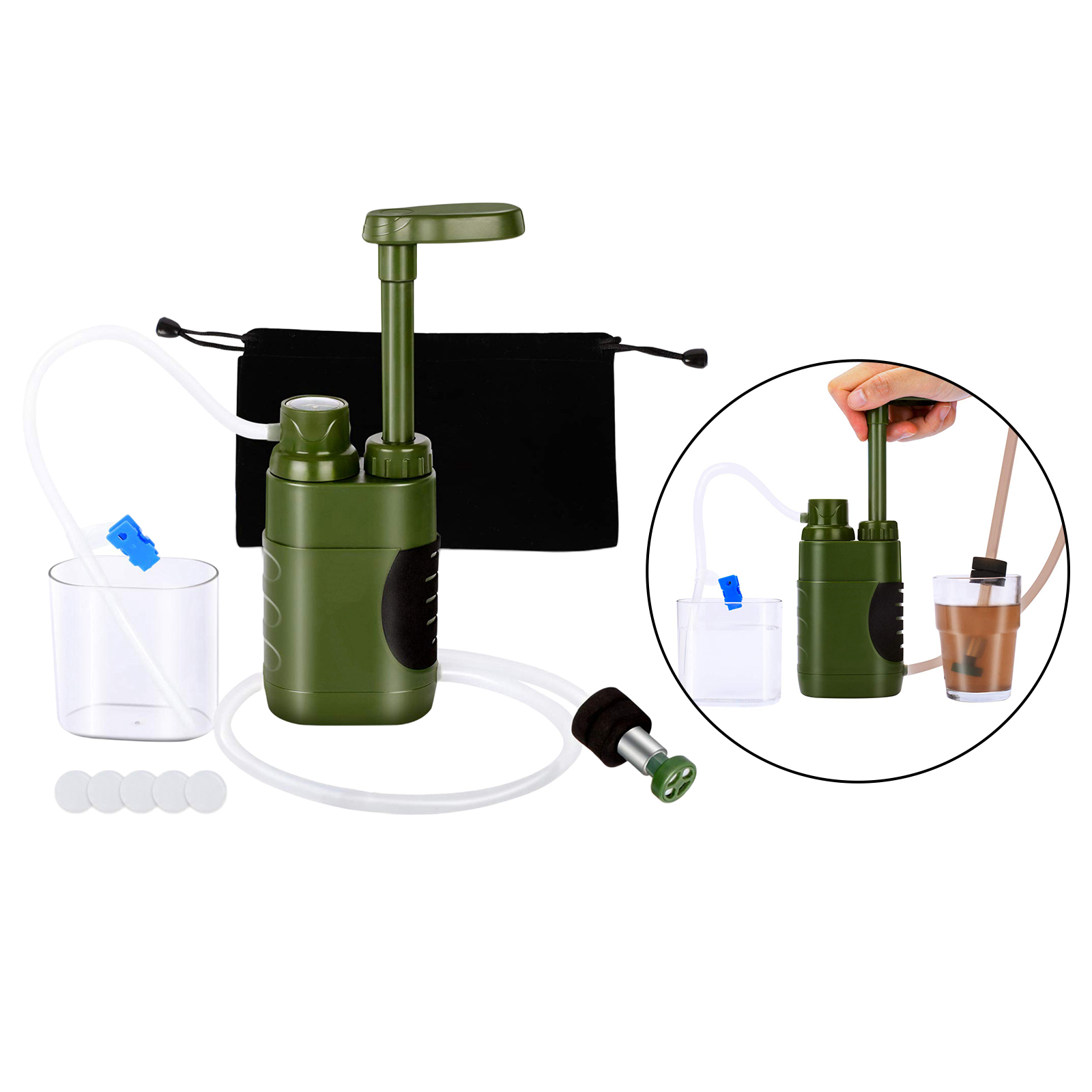 Portable Outdoor Survival Water Filter Personal Gravity Purifier Filtration, for Outdoor Camping Hiking