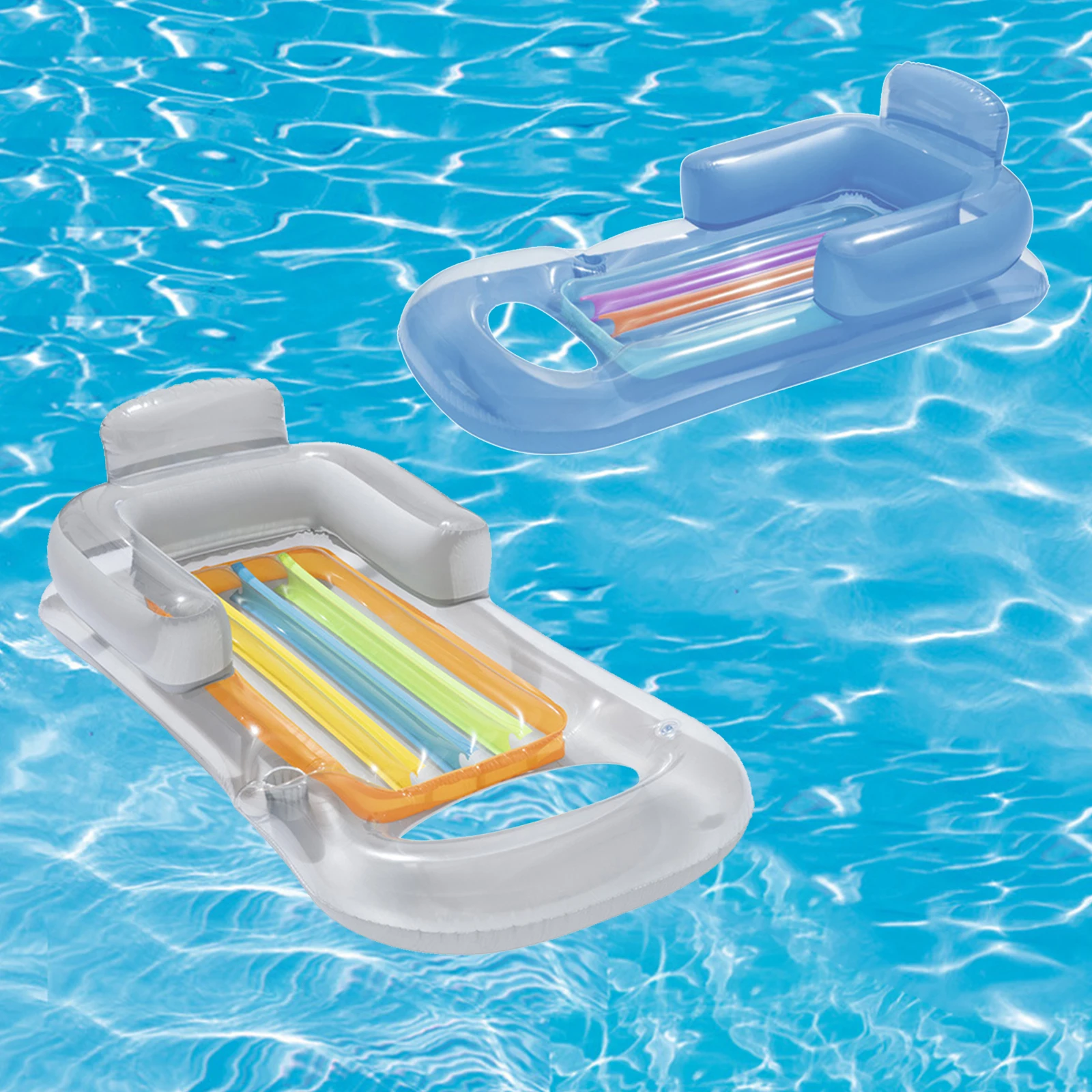 PVC Inflatable Mattress Swiming Pool Air Bed Floating Row Float Sofa Backrest Beach Summer Water Buoyancy Toy Relaxing Chair Mat