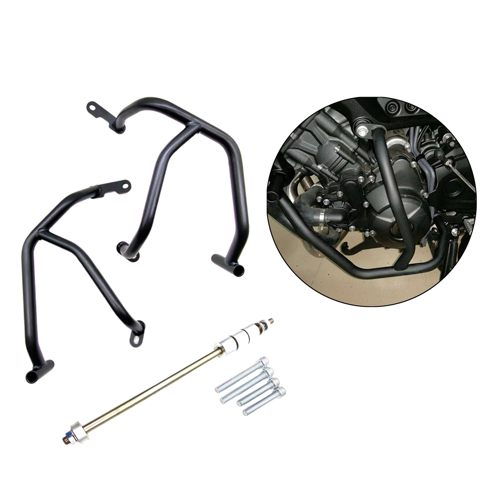 1Pair Carbon Steel Motorcycle Engine Guard Crash Bar Protector Compatible with Yamaha MT09 FZ09 2013-2020 Black