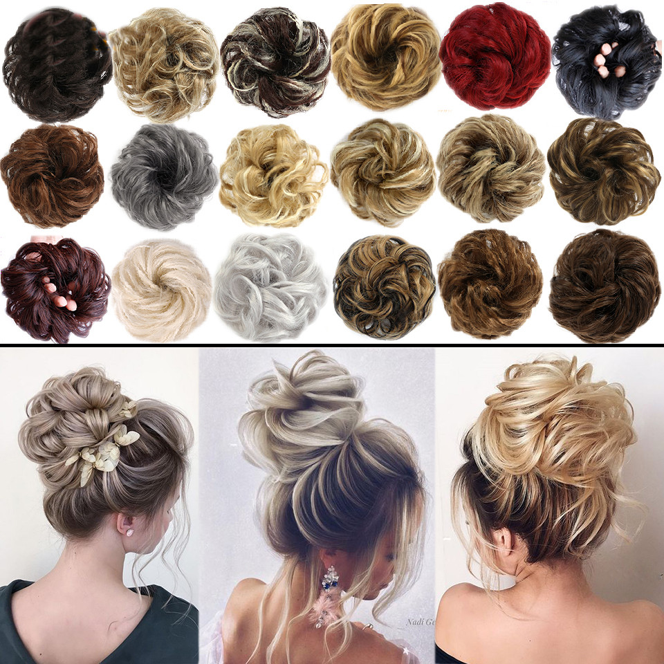 Best of Fashion Girls Curly Scrunchie Wrap Chignon With Rubber Band Brown Gray Synthetic Hair Ring Wrap Bun Ponytails Hair Bun Wig Reviews & Tips