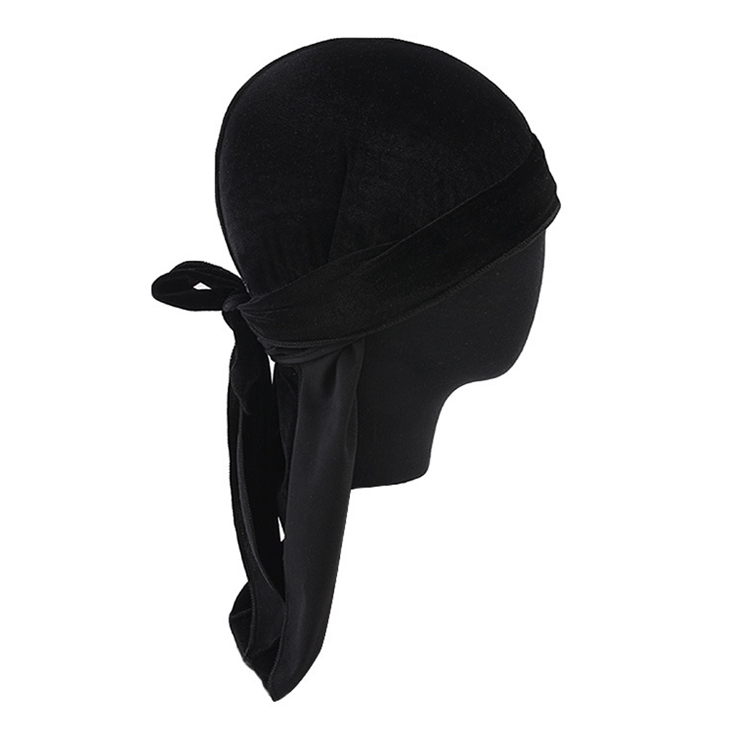 Men's Elegant Velvet Bandana Hat Long Tail Headwear Beanie Cap Chemo Hat