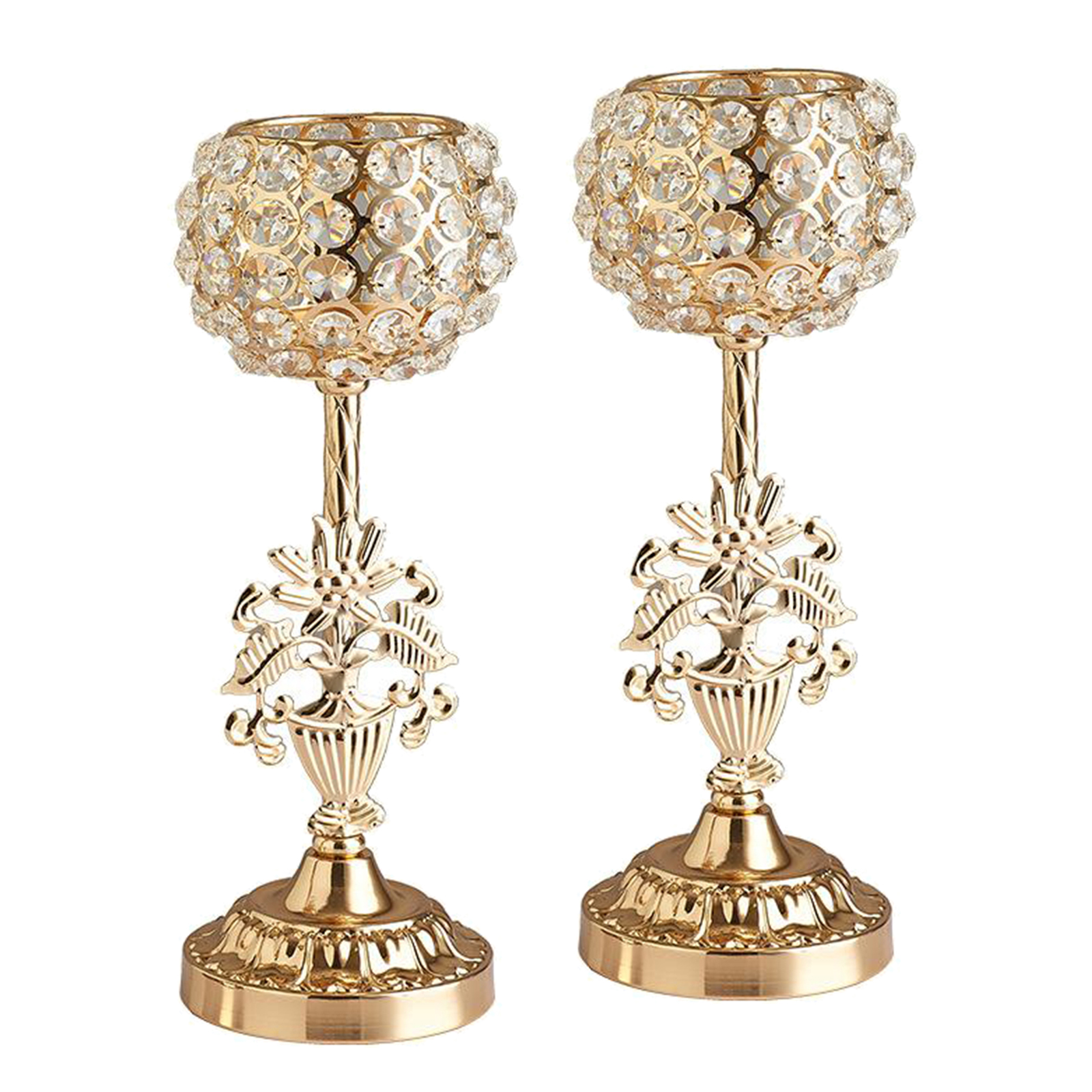 2x Gold Crystal Candlestick Candle Holder Candelabra Wedding Decor Metal