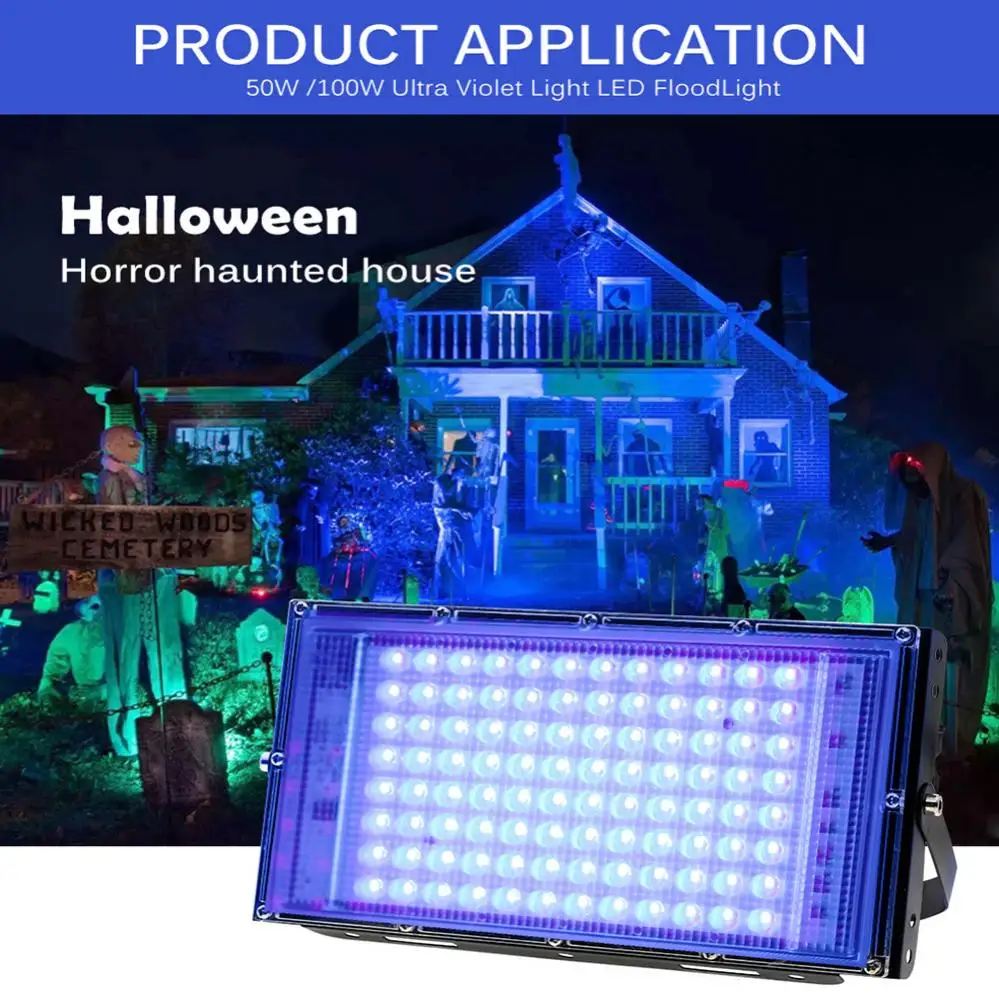 UV LED Floodlight Waterproof Ultraviolet Lights DJ Disco Stage Night Lamp for Bar Halloween Party brightest flood light
