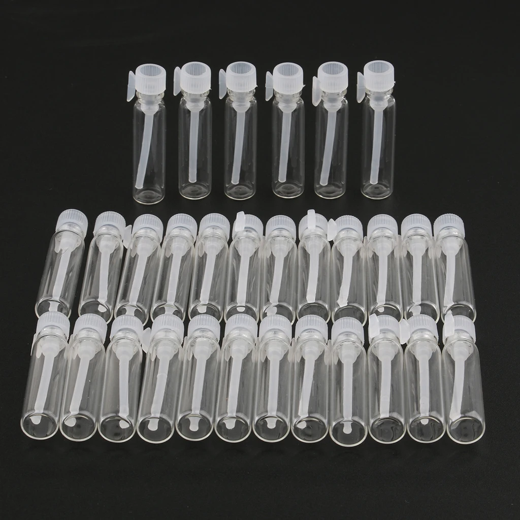 30 Pack Empty Mini Glass Bottle Jar  Vials for Cream Perfume Liquid